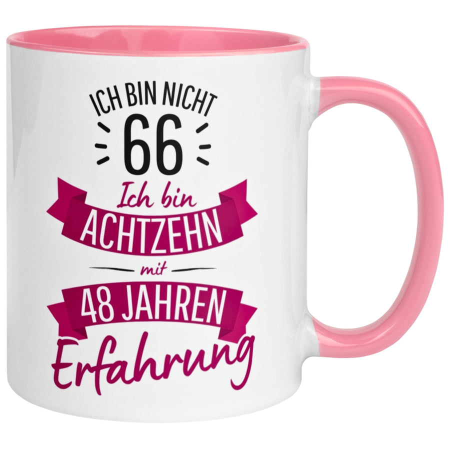 Tasse 66. Geburtstag Frau – „Ich bin nicht 66 – Ich hab Erfahrung“ – Geschenk zum Geburtstag Frauen
