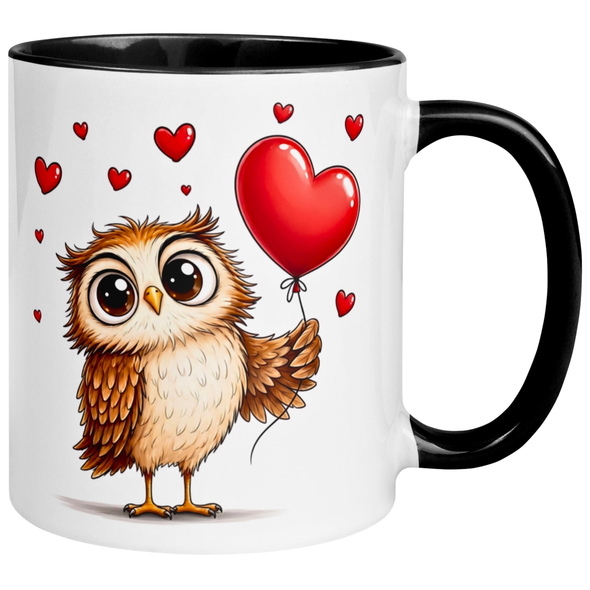 Tasse Eule – „Verliebte Eule mit Herz“ – Eulen Geschenk Becher für Lieblingsmenschen
