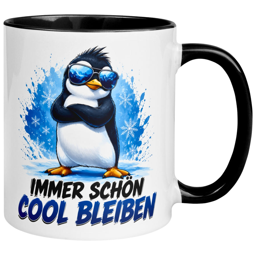 Tasse Pinguin – „Immer schön cool bleiben“ – lustiger Geschenk Becher fürs Büro