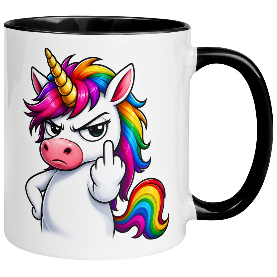 Tasse Einhorn – „Schlechte Laune mit Mittelfinger“ – Morgenmuffel Geschenk