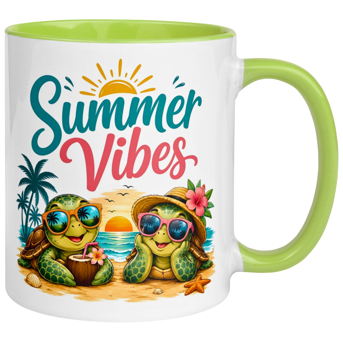 Tasse Schildkröte – „SUMMER VIBES“ – lustiges Strand Schildkröten Geschenk