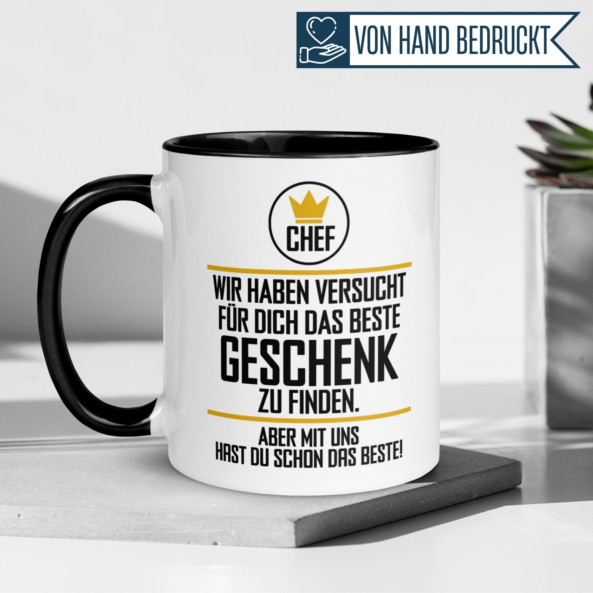 Momentals® Tasse Chef mit Spruch, kreatives Geschenk für besondere Wertschätzung am Arbeitsplatz.