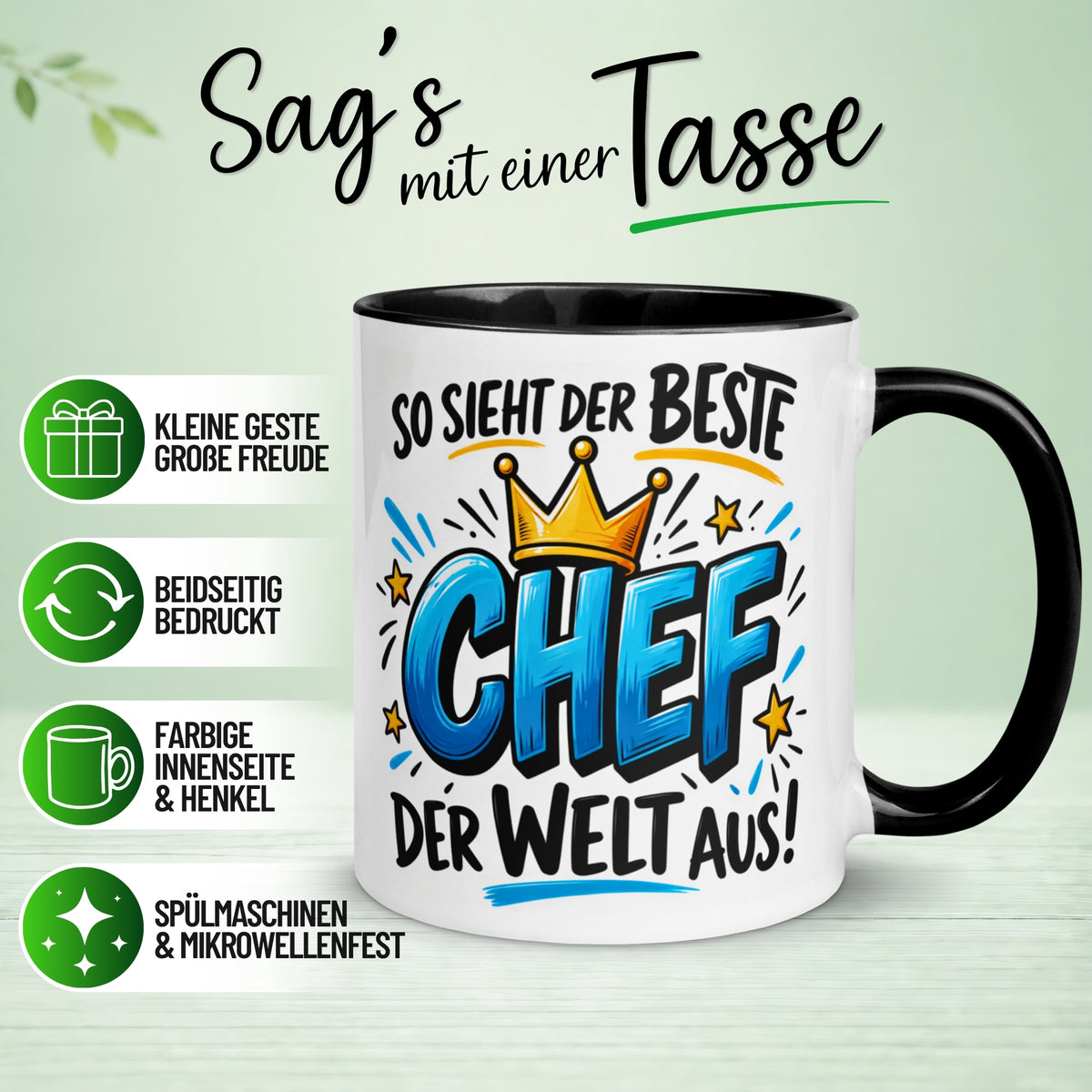 Tasse Chef – „So sieht der beste Chef der Welt aus“ – Geschenk Kaffeetasse Bester Chef