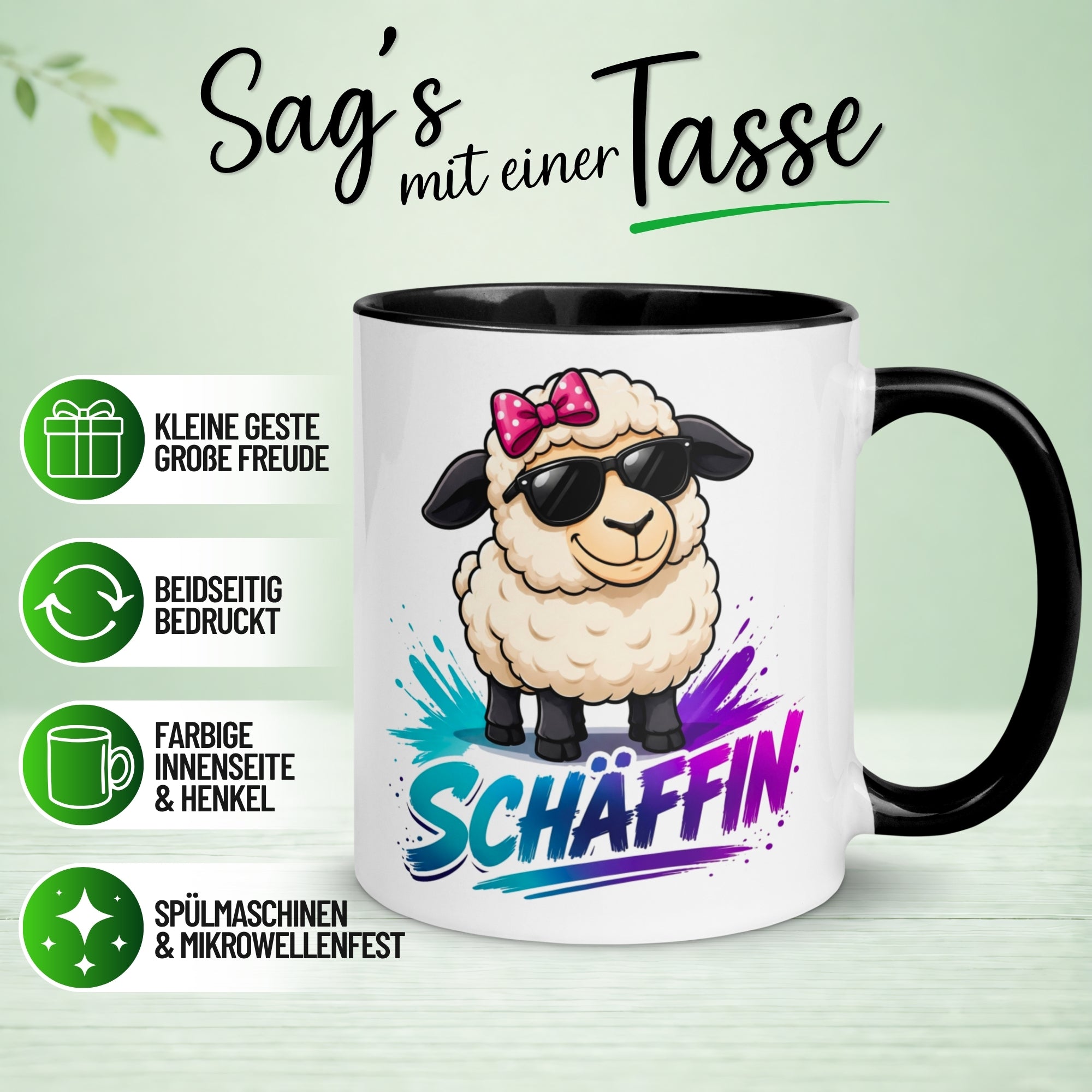 Tasse Chefin – „Coole Schäffin mit Sonnenbrille“ – Geschenk Becher Chefin