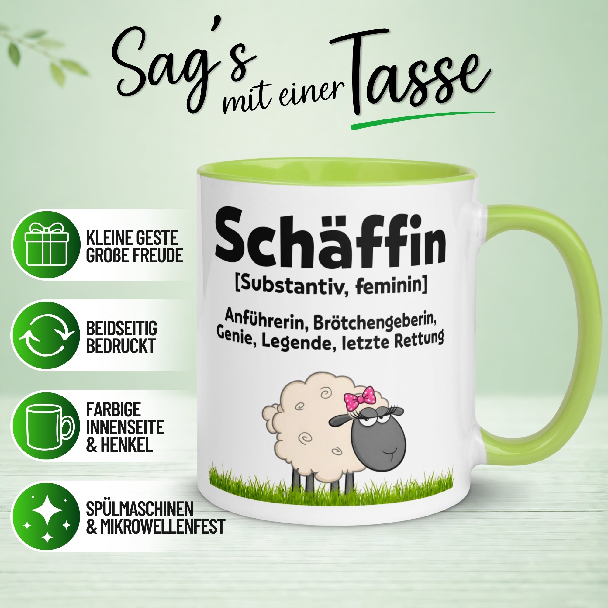 Tasse Chefin – „Schäffin - Substantiv Feminin“ – Geschenk Beste Chefin