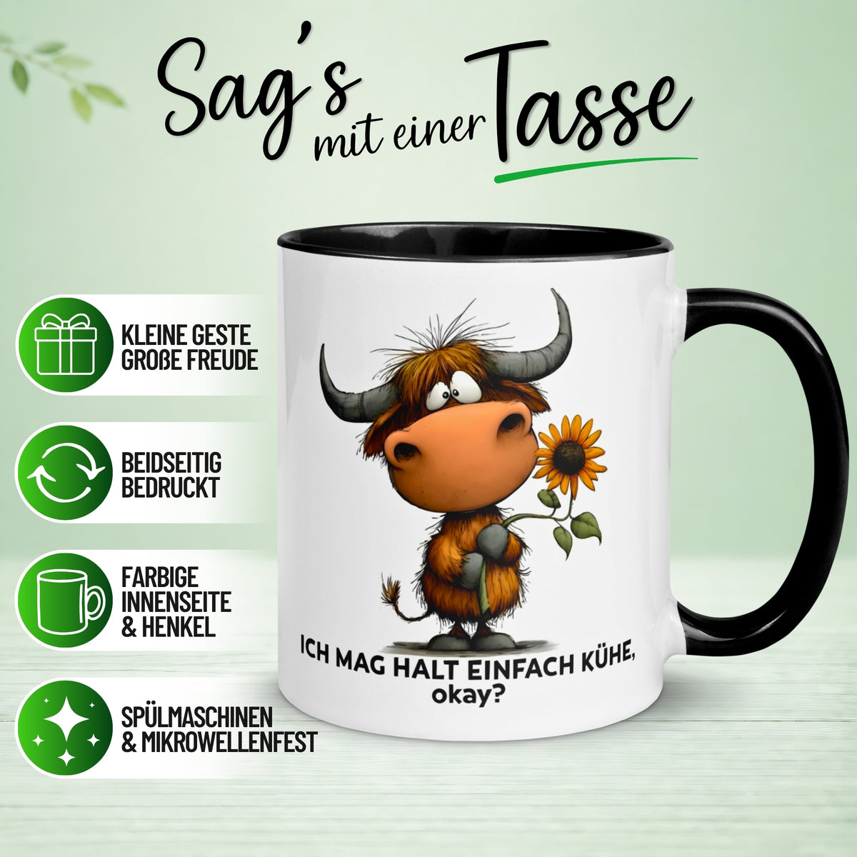 Tasse Kuh – „Ich mag halt einfach Kühe - okay“ – lustiger Geschenk Becher für Landwirt