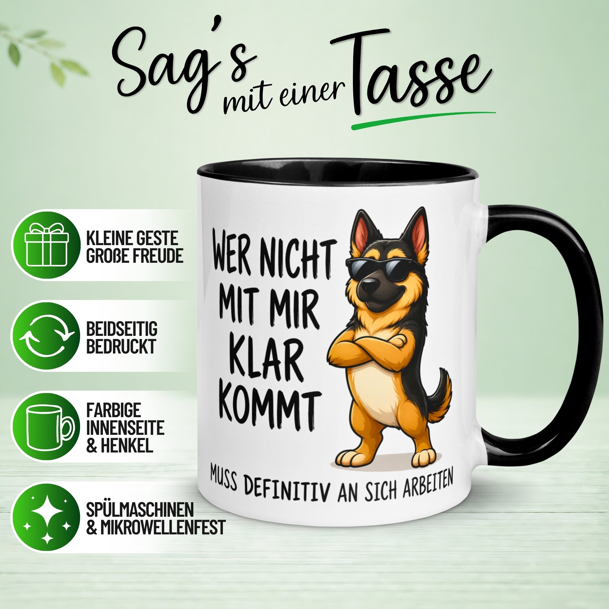 Tasse Hund – „Wer nicht mit mir klar kommt“ – Lustiger Geschenk Mann Frau