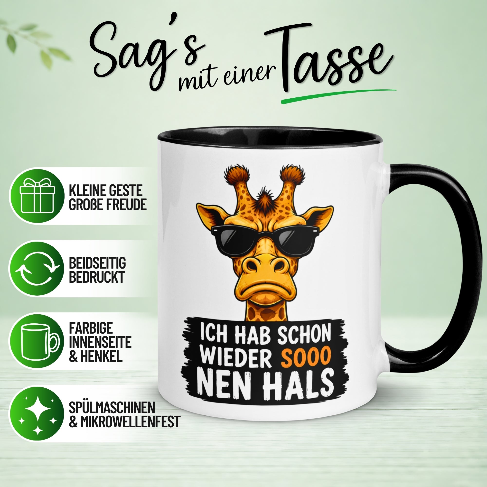 Tasse Giraffe – „Ich hab sooo nen Hals“ – lustiger Giraffen Geschenk Becher
