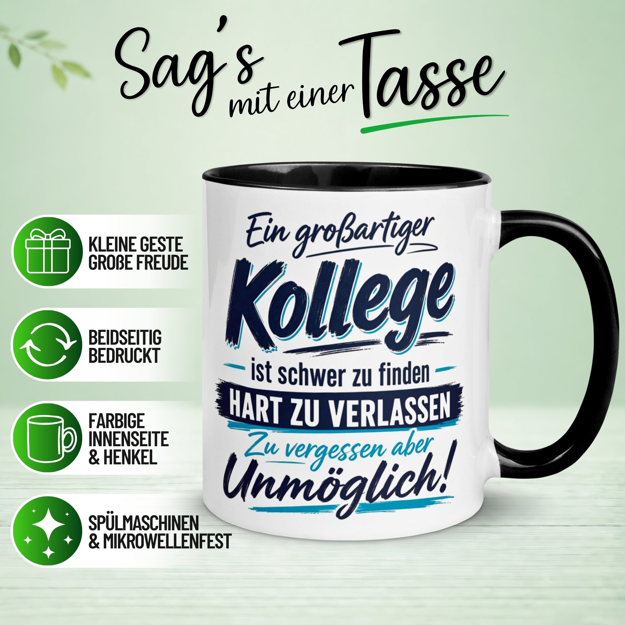 Tasse Kollege – „Ein großartiger Kollege ist schwer zu finden“ – Geschenk Abschied Arbeitskollege