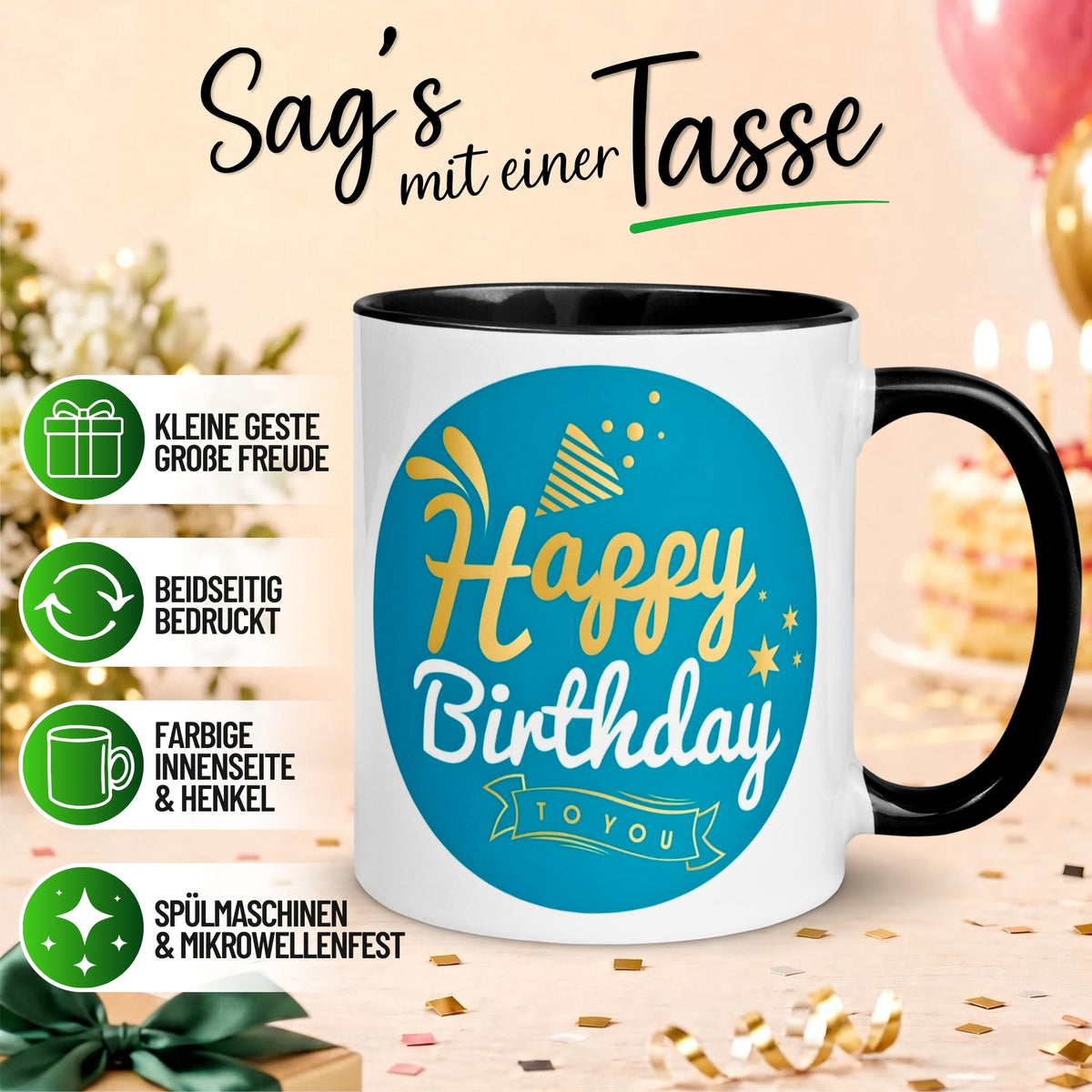 Tasse Geburtstag – „Happy Birthday to You“ – Geburtstagstasse Mann Frau