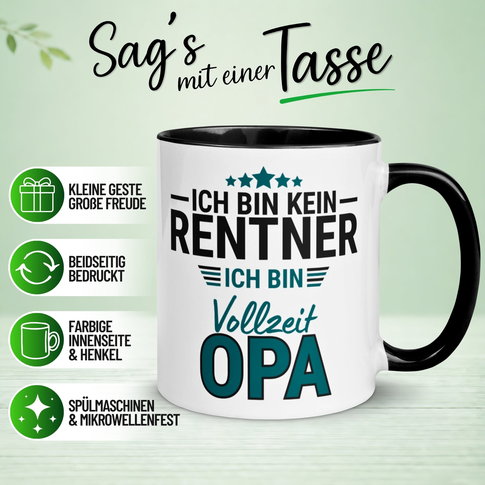 Tasse Rentner – „Ich bin kein Rentner ich bin Vollzeit Opa“ – Geschenk Rente Mann