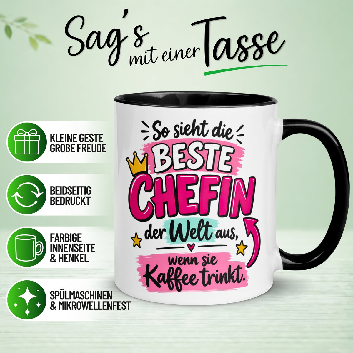 Tasse Chefin – „So sieht die beste Chefin der Welt aus“ – Geschenk Beste Chefin