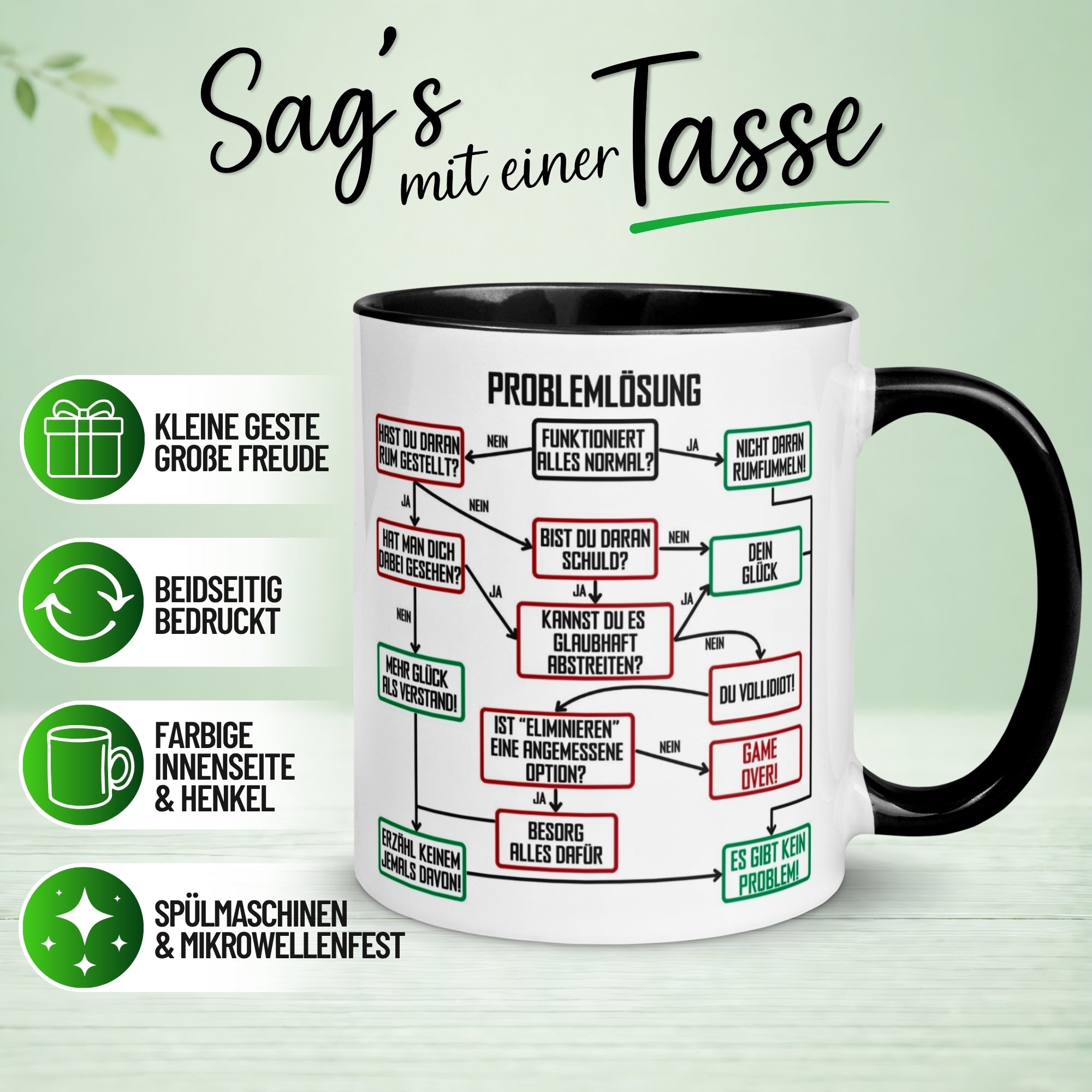 Tasse Chef – „Problemlösung im Büro“ – Geschenk Kaffeetasse Bester Chef