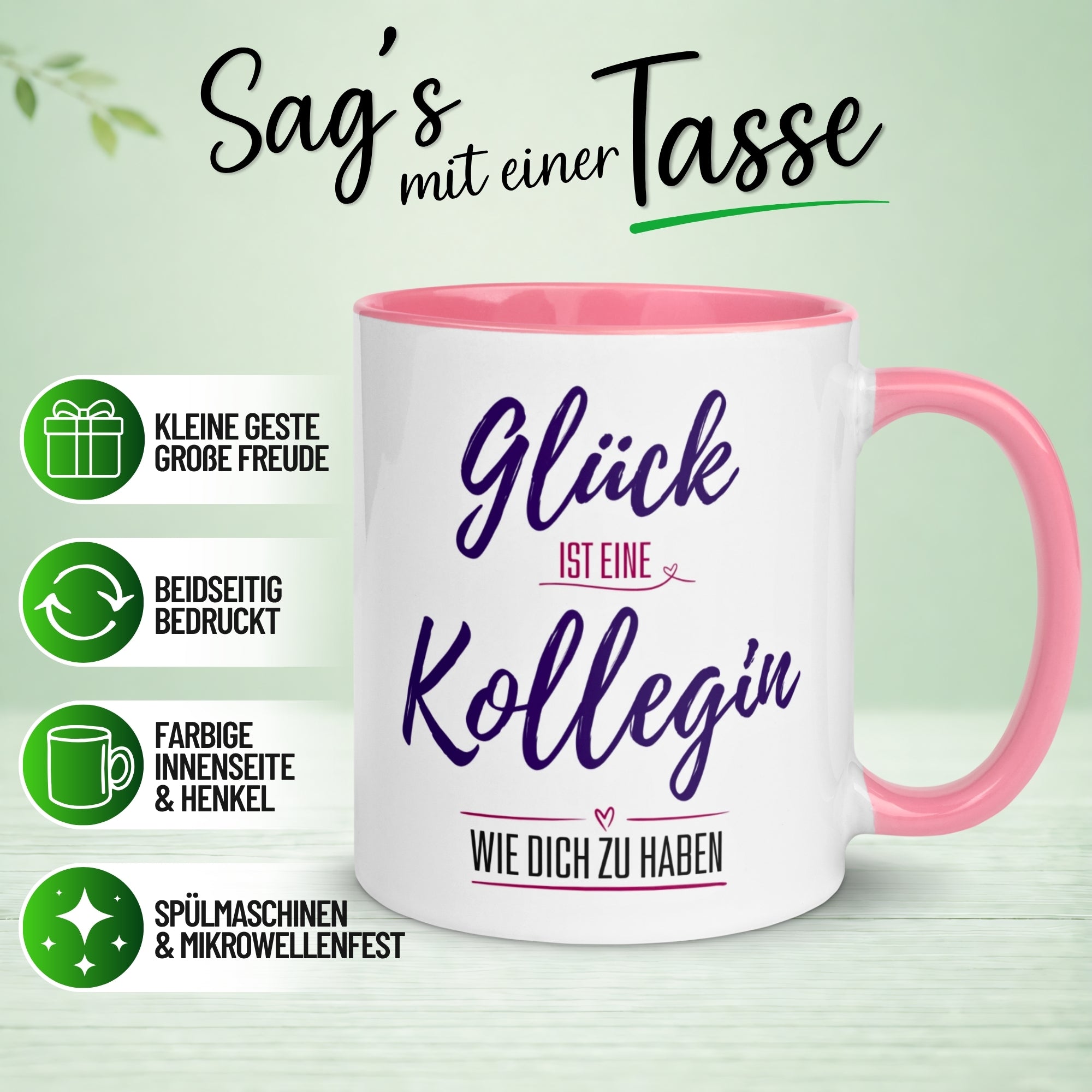 Tasse Kollegin – „Glück ist eine Kollegin wie Dich zu haben“ – Geschenk Beste Arbeitskollegin