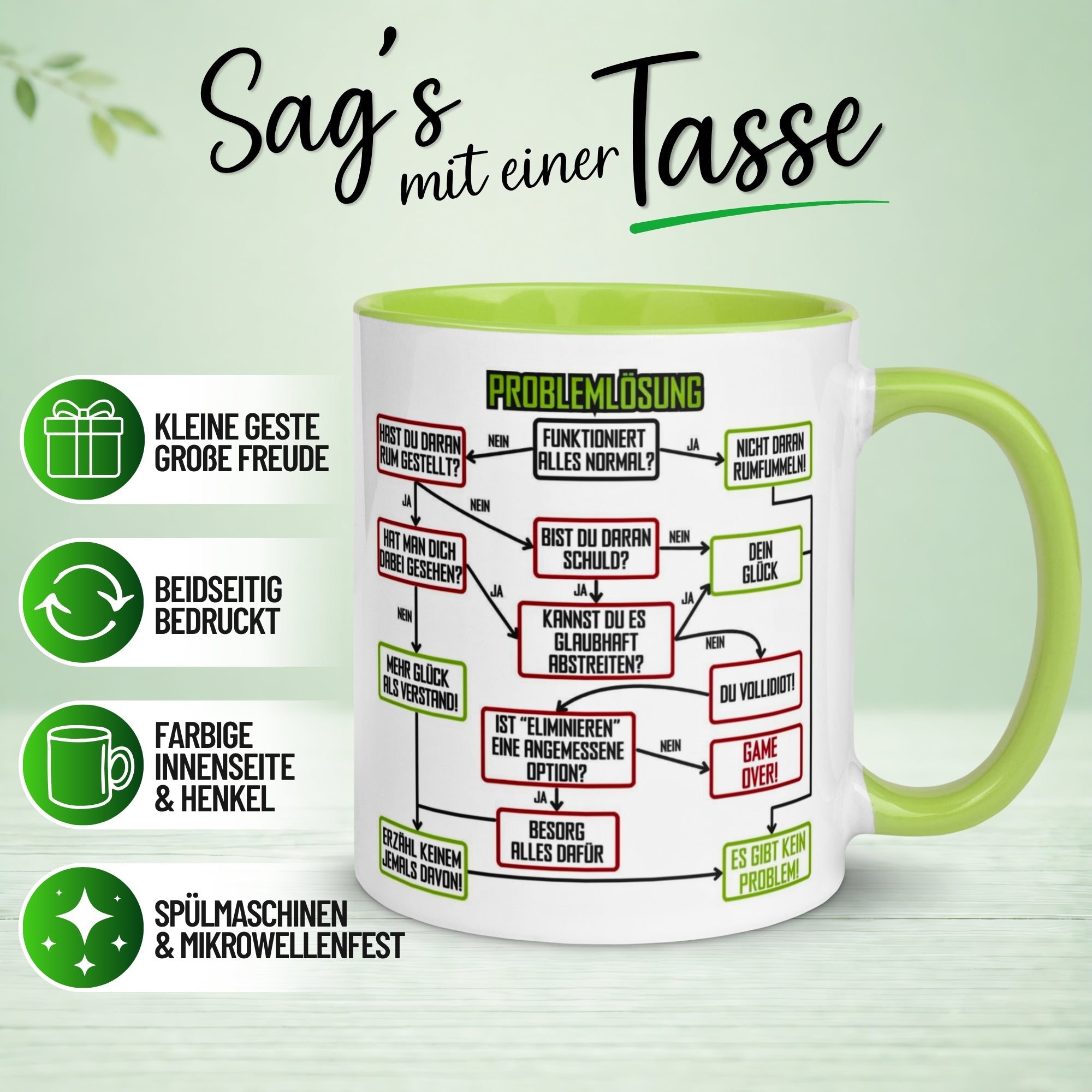 Tasse Kollegin – „Problemlösung im Büro“ – Geschenk Beste Arbeitskollegin