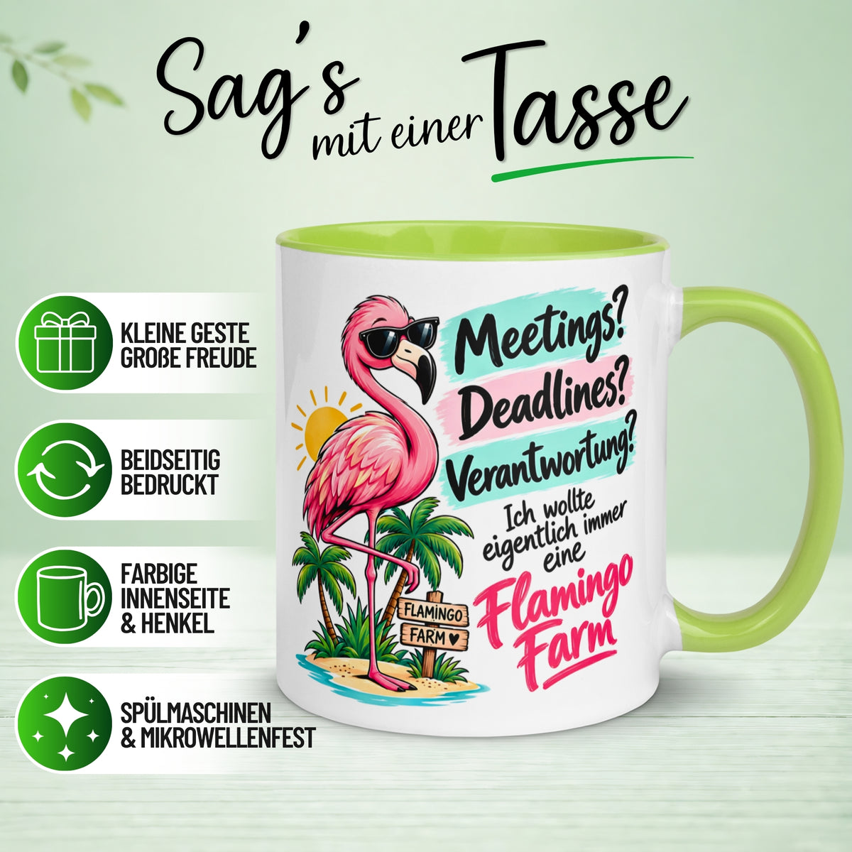 Tasse Chefin – „Ich wollte immer eine Flamingo Farm“ – Geschenk Beste Chefin