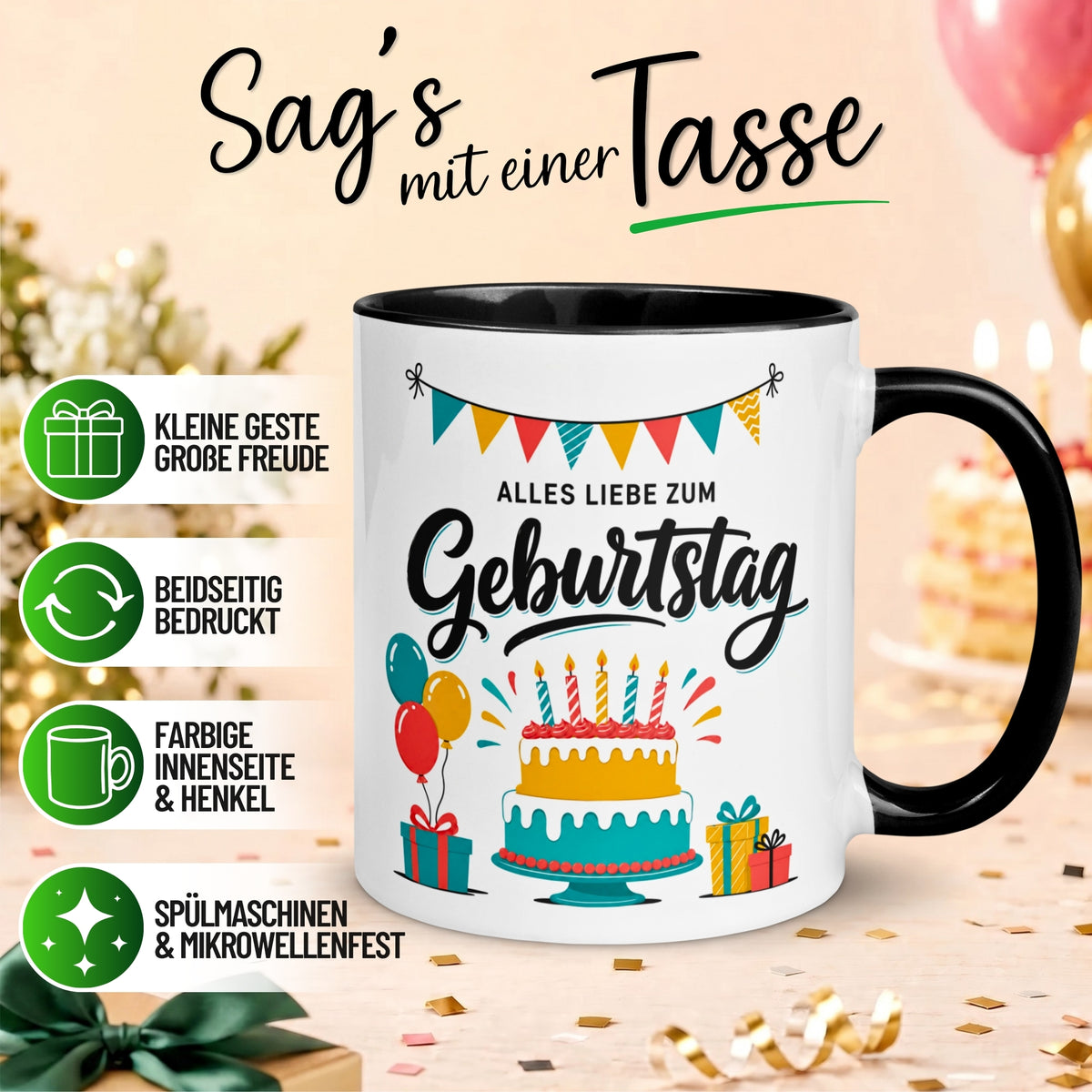 Tasse Geburtstag – „Alles Liebe zum Geburtstag“ – Geburtstagsgeschenk Mann Frau