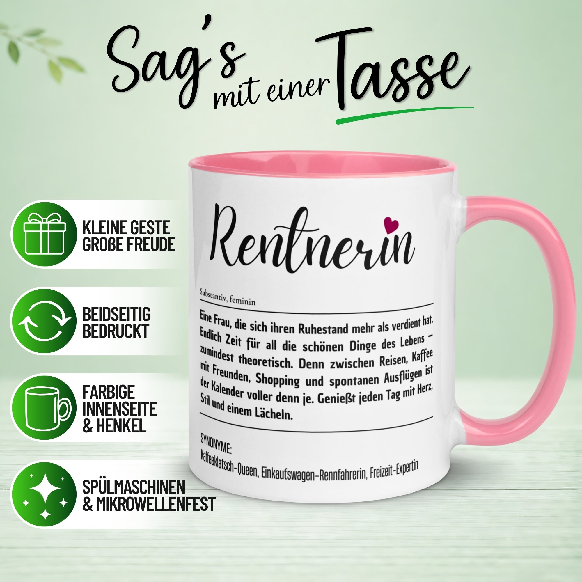 Tasse Rente Frau – „Definition Rentnerin“ – Geschenk Renteneintritt Ruhestand