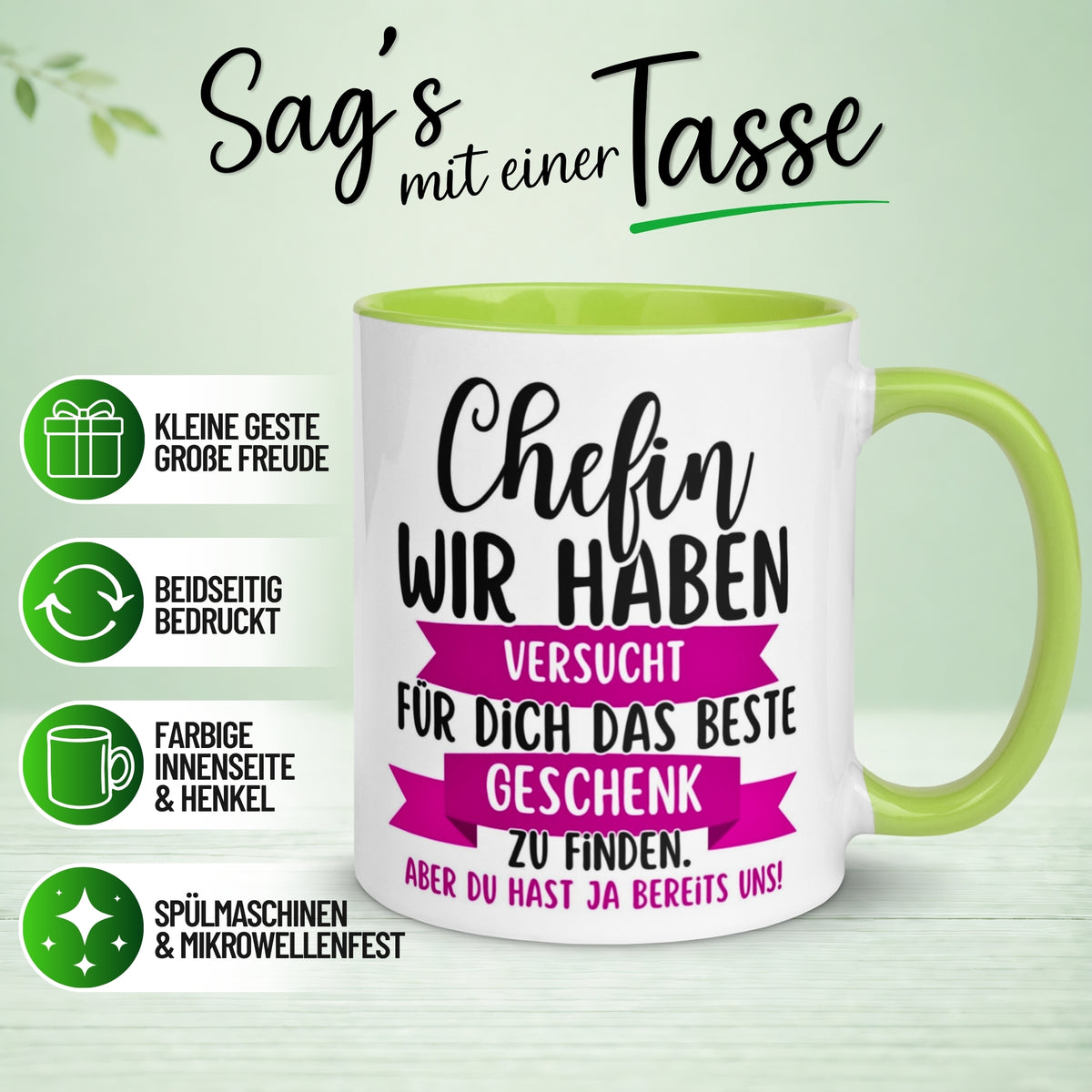 Tasse Chefin – „Wir haben es wirklich versucht“ – Geschenk Becher Chefin
