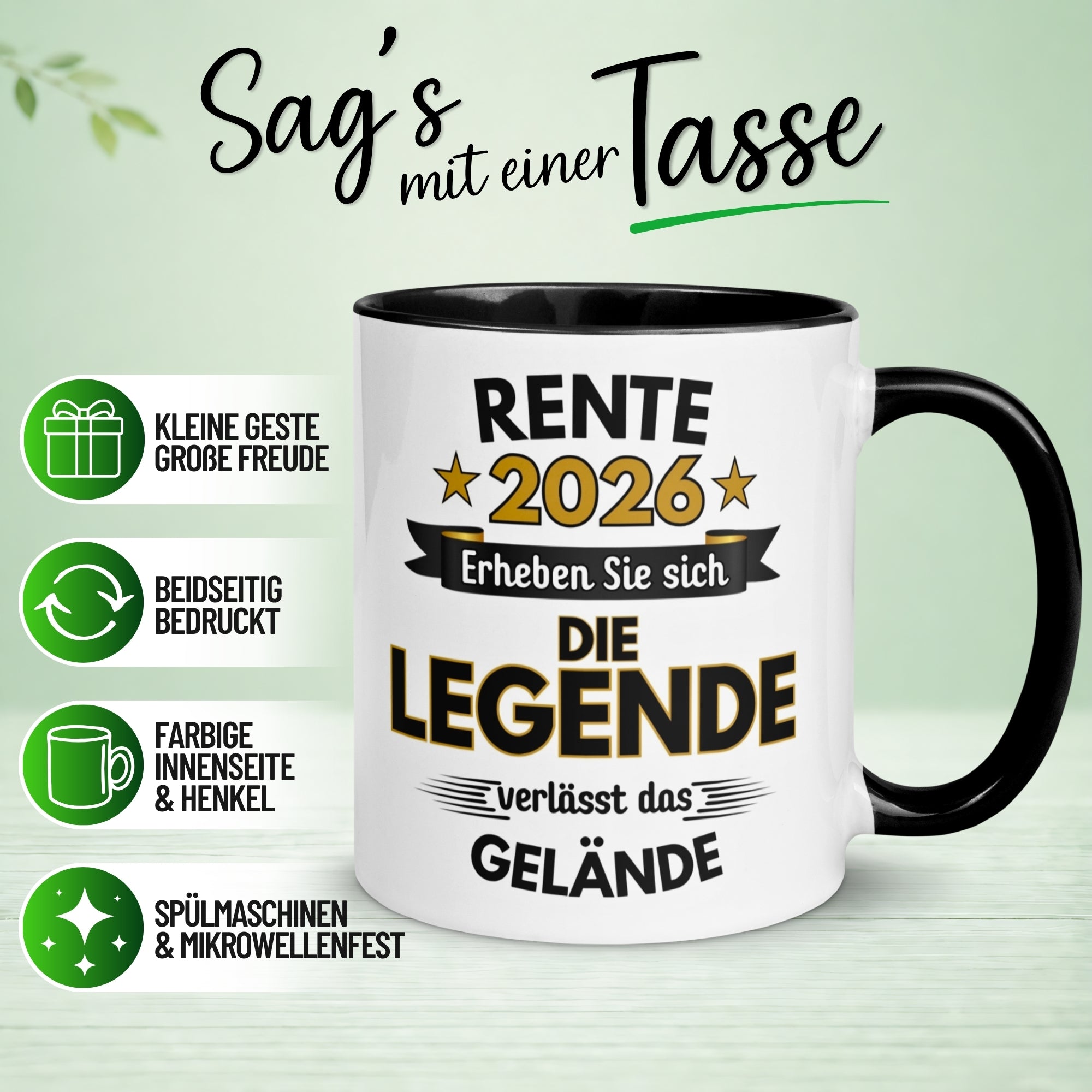 Tasse Rente – „Legende verlässt Gelände“ – Geschenk Renteneintritt Männer Frauen