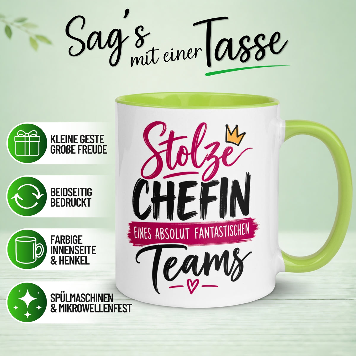 Tasse Chefin – „Stolze Chefin eines fantastischen Teams“ – Geschenk Beste Chefin