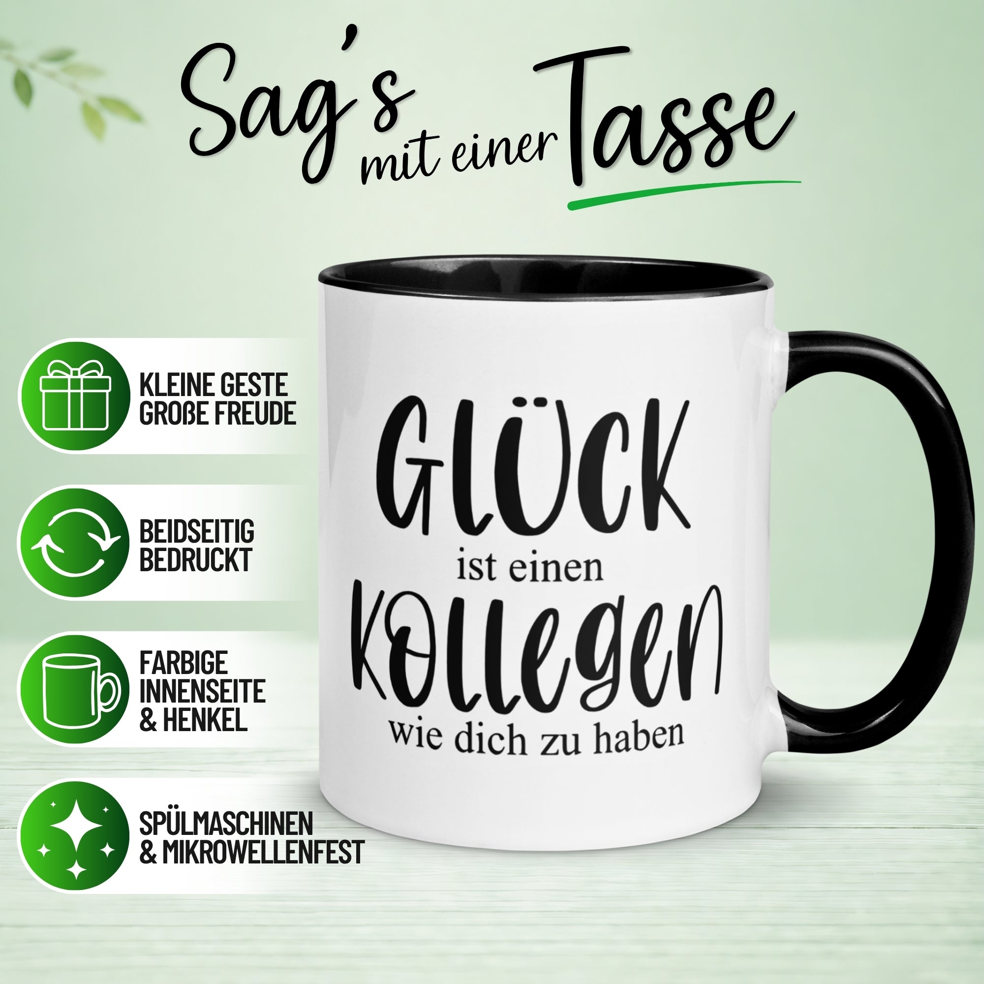 Tasse Kollege – „Glück ist einen Kollegen wie dich zu haben“ – Geschenk Arbeitskollege