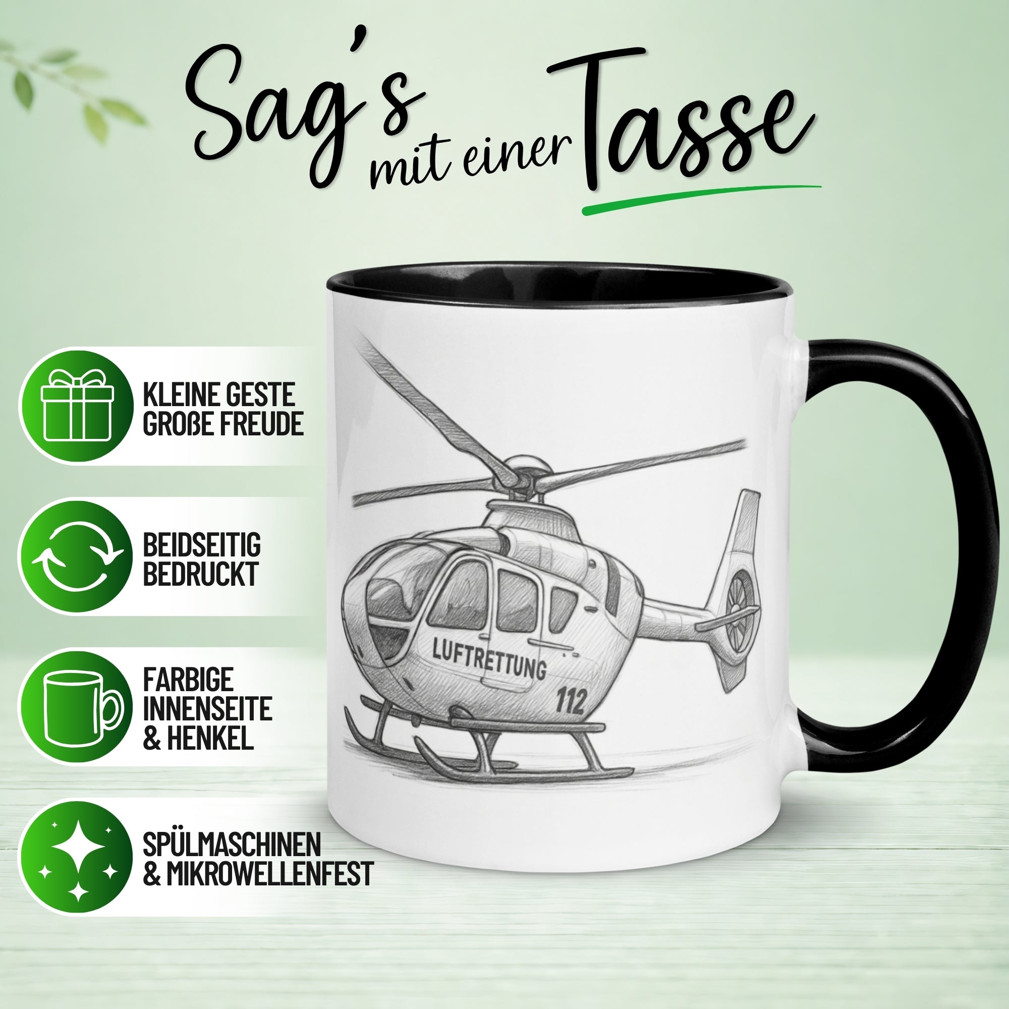 Tasse Hubschrauber – „Rettungshubschrauber“ – Notarzt Luftrettung Geschenk