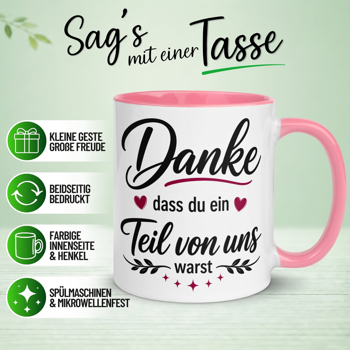 Tasse Abschied – „Ein Teil von uns warst“ – Abschiedsgeschenk für Kollegin/Kollege