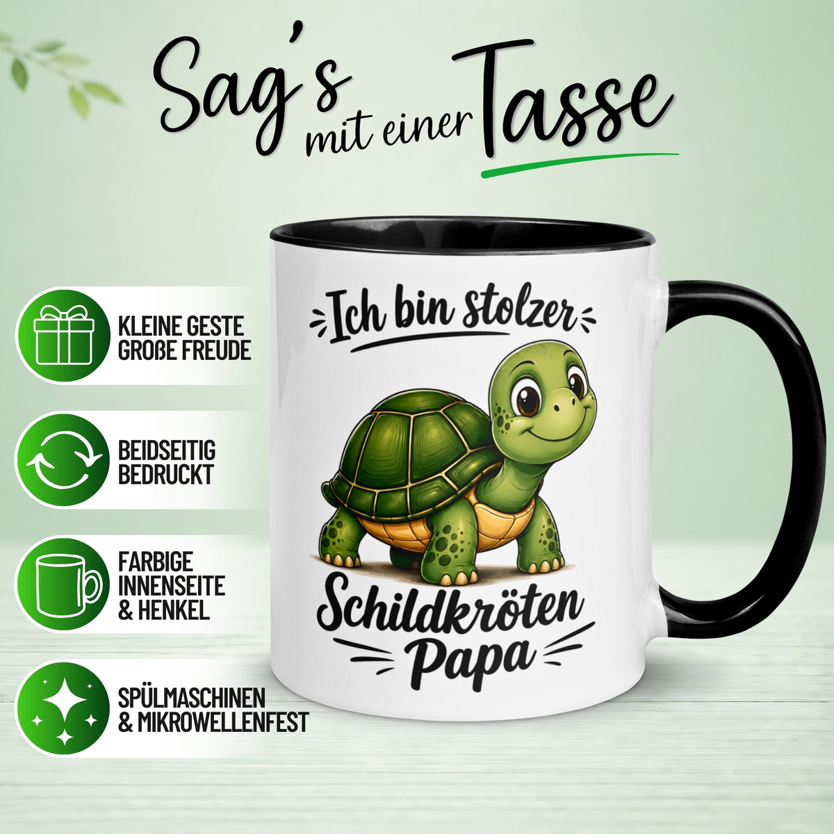 Tasse Schildkröte – „Ich bin stolzer Schildkröten Papa“ – lustiges Schildkröten Geschenk
