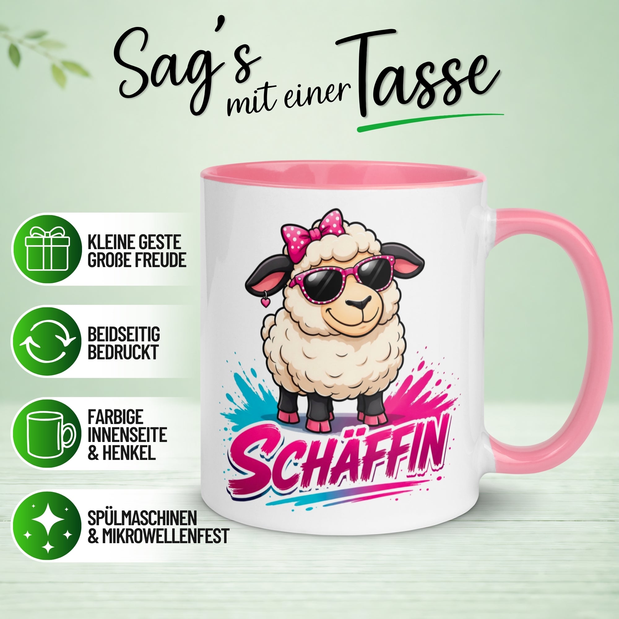 Tasse Chefin – „Coole Schäffin mit Ohring“ – Geschenk Becher Chefin