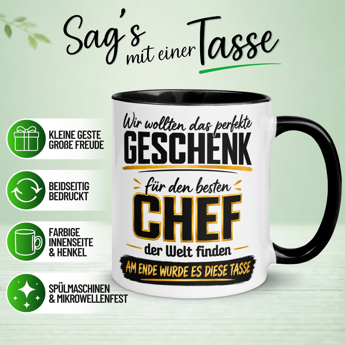 Tasse Chef – „Wir wollten das perfekte Geschenk finden“ – Geschenk Bester Chef
