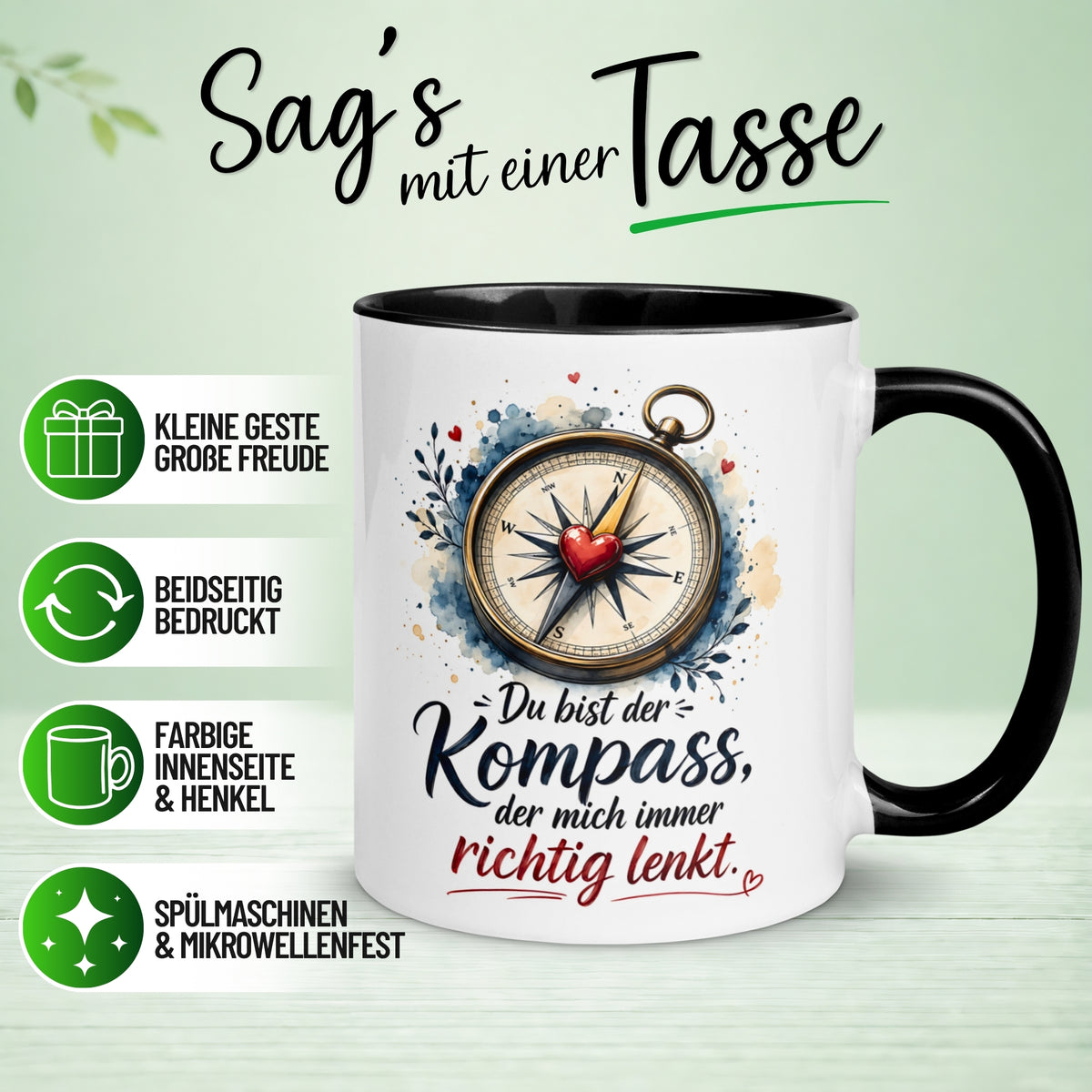 Tasse Liebe – „Du lenkst mich immer richtig“ – Ich liebe Dich Geschenk Partner Jahrestag Valentinstag