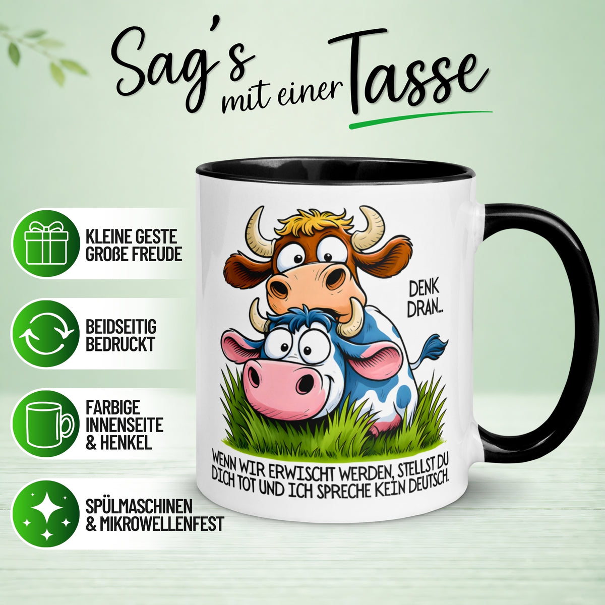 Tasse Kuh – „Wenn wir erwischt werden“ – lustiger Geschenk Becher für Bauernhof Fan