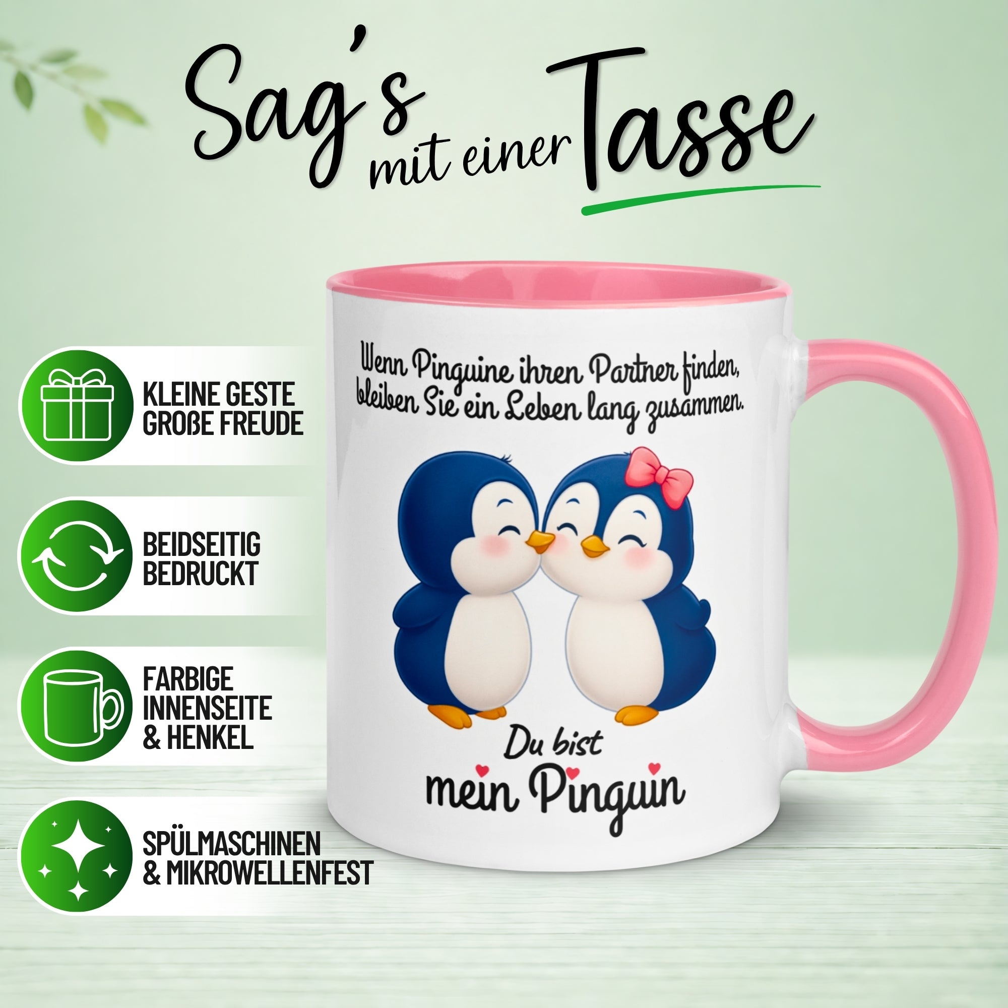 Tasse Liebe – „Pinguine bleiben zusammen“ – Ich liebe Dich Geschenk Partner Jahrestag