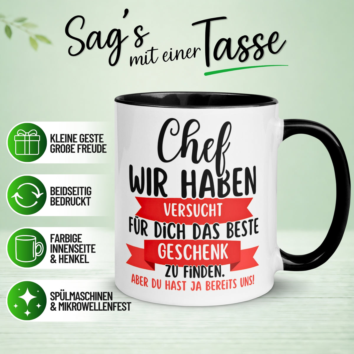 Tasse Chef – „Für dich das beste Geschenk“ – Geschenk Bester Chef