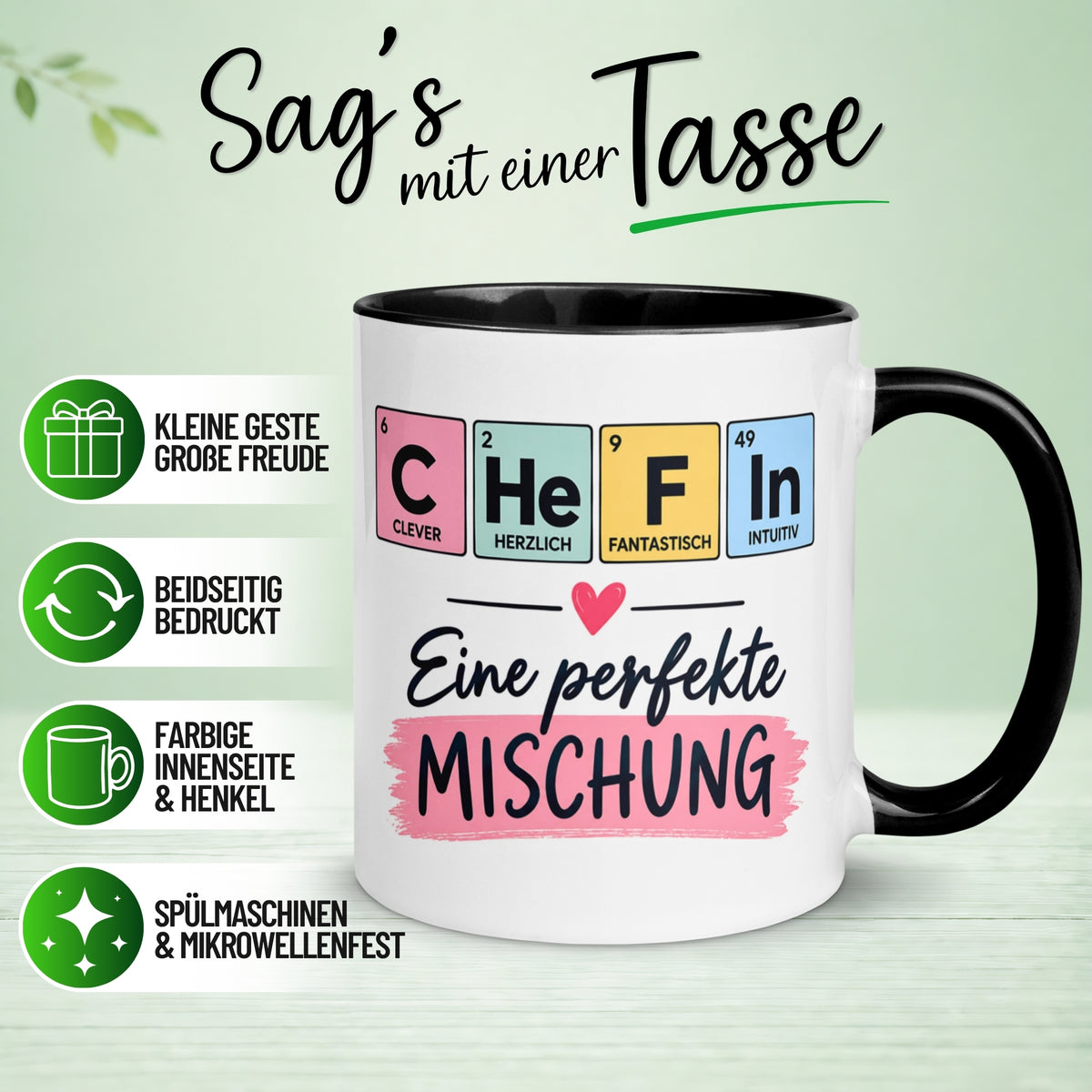 Tasse Chefin – „Clever Herzlich Fantastisch und Intuitiv“ – Abschiedsgeschenk Chefin