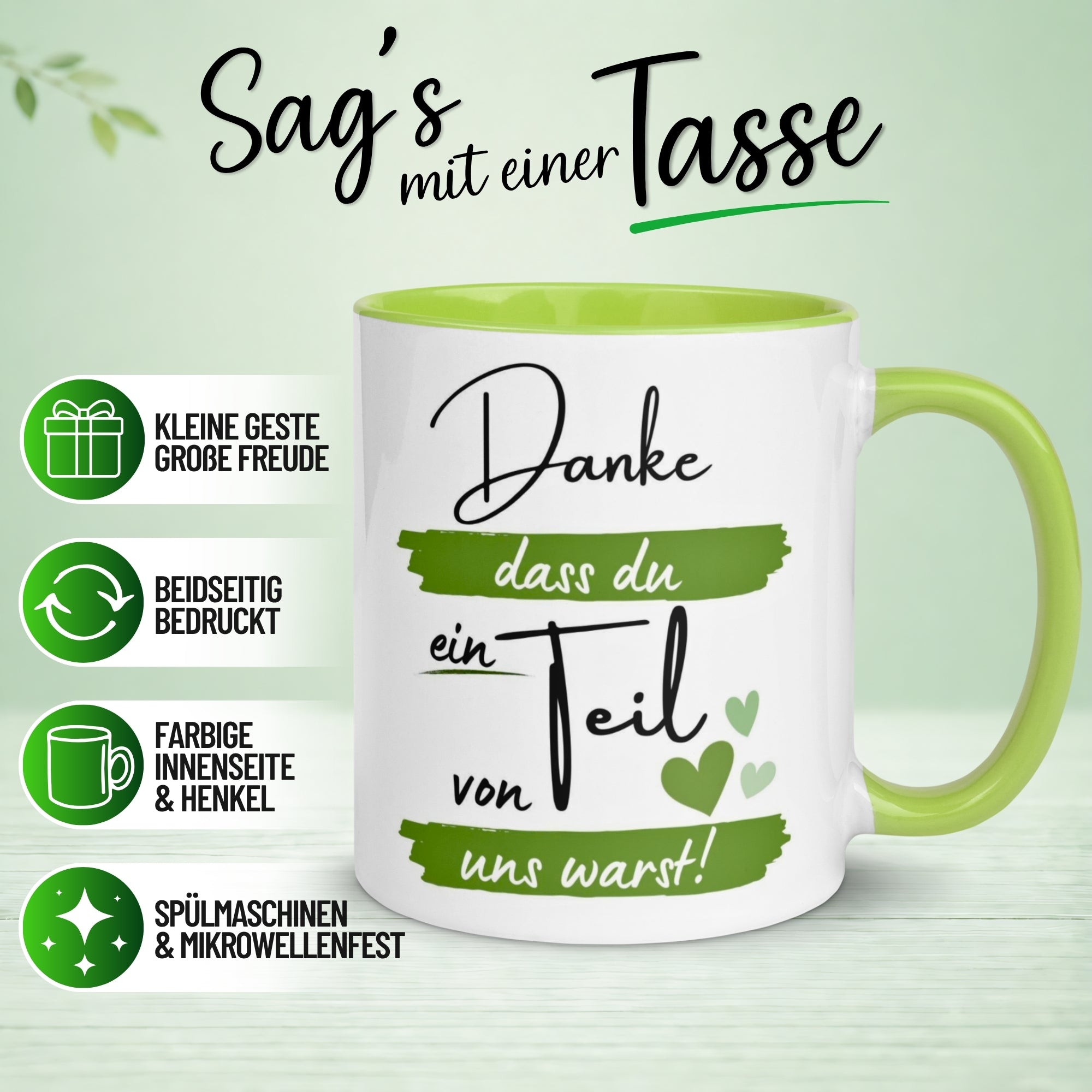 Tasse Abschied – „Danke dass du ein Teil von uns warst“ – Geschenk zum Abschied Kollegen