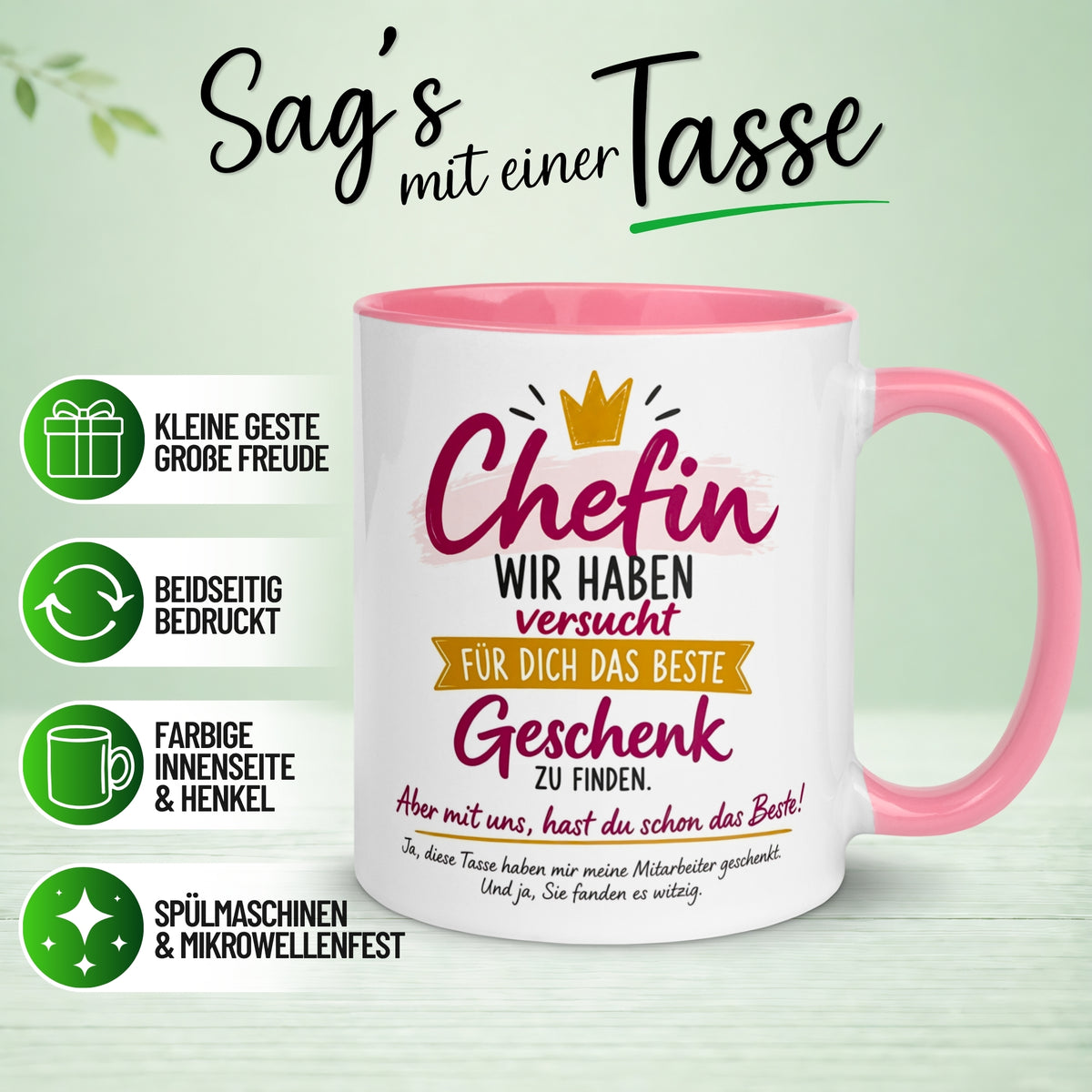 Tasse Chefin – „Wir haben versucht das beste Geschenk zu finden“ – Geschenk Chefin