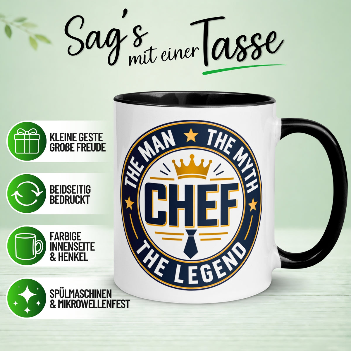 Tasse Chef – „The Man - The Myth - The Legend“ – Geschenk Kaffeetasse Bester Chef
