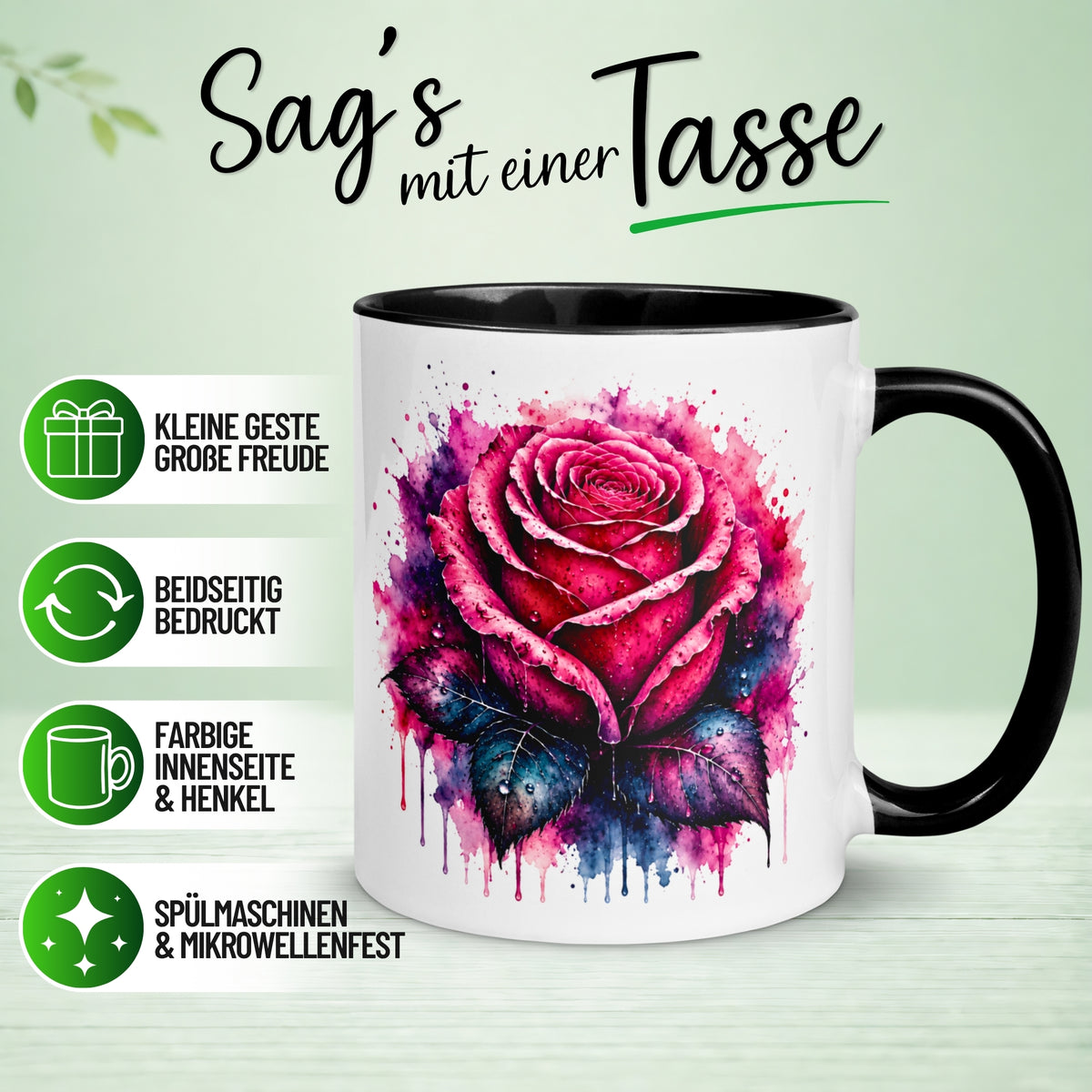 Tasse Liebe – „Rose der Liebe“ – Ich liebe Dich Geschenk Partner Jahrestag Valentinstag