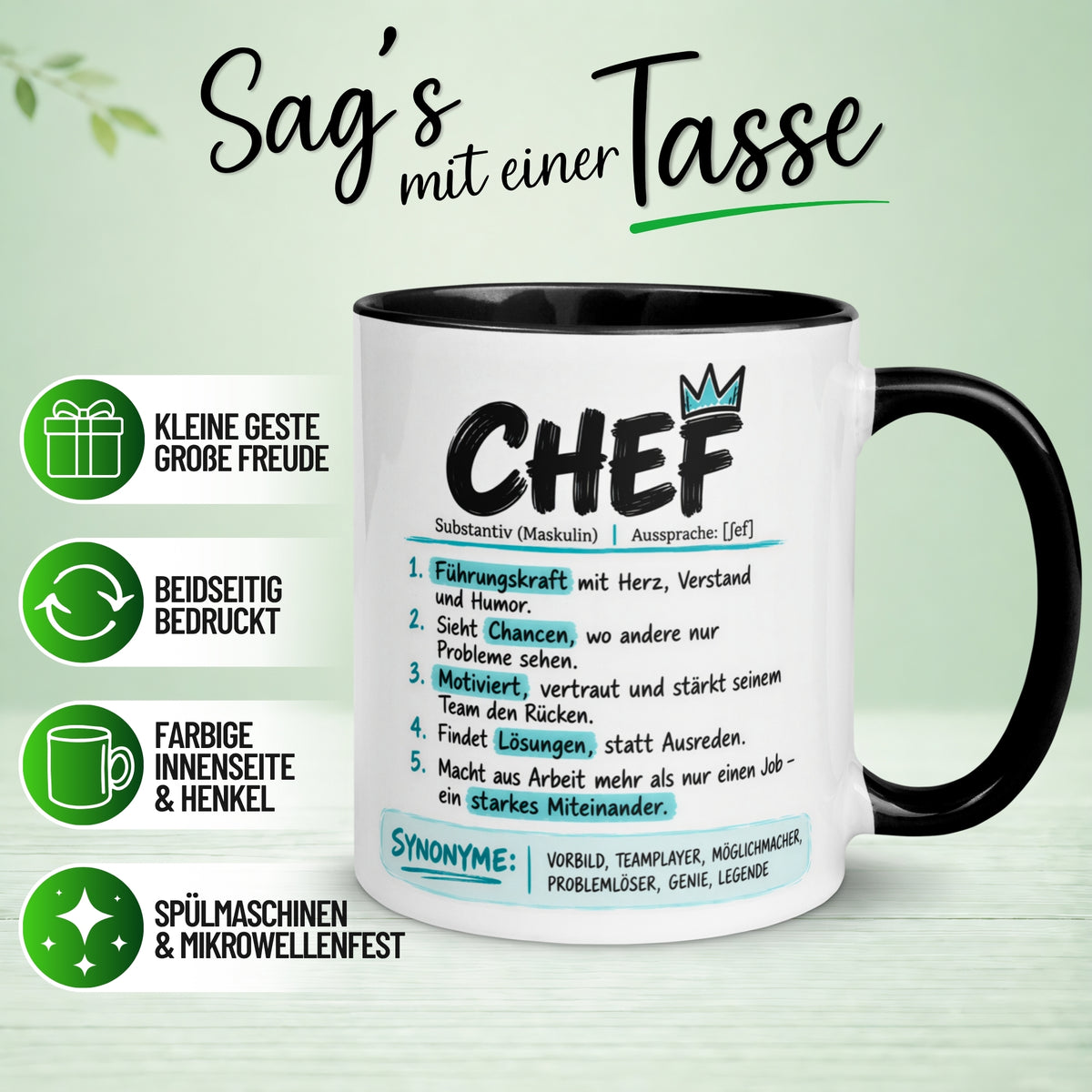 Tasse Chef – „Lexikoneintrag und Definition“ – Geschenk Becher Bester Chef
