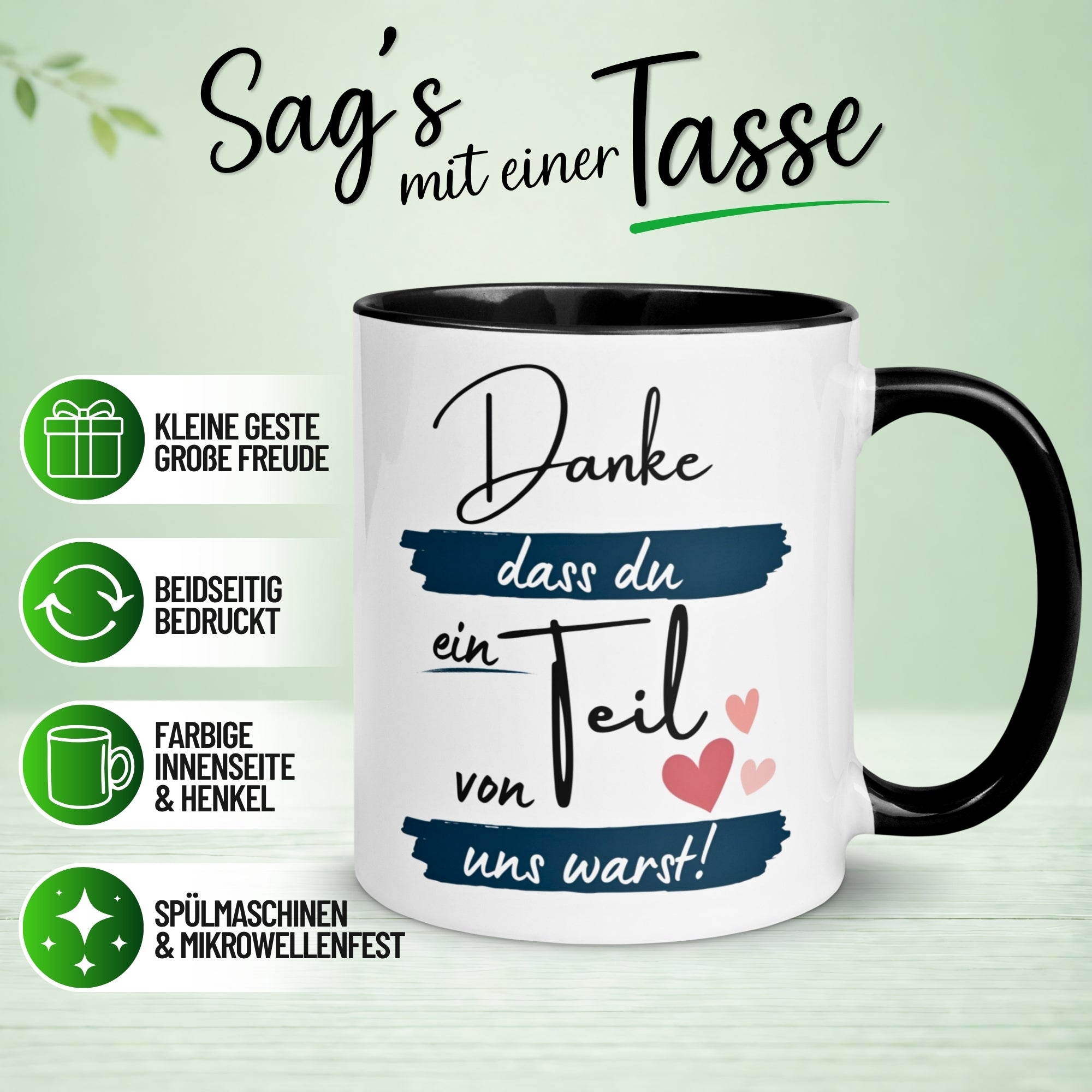 Tasse Abschied – „Danke dass du ein Teil von uns warst“ – Abschiedsgeschenk für Kollegen