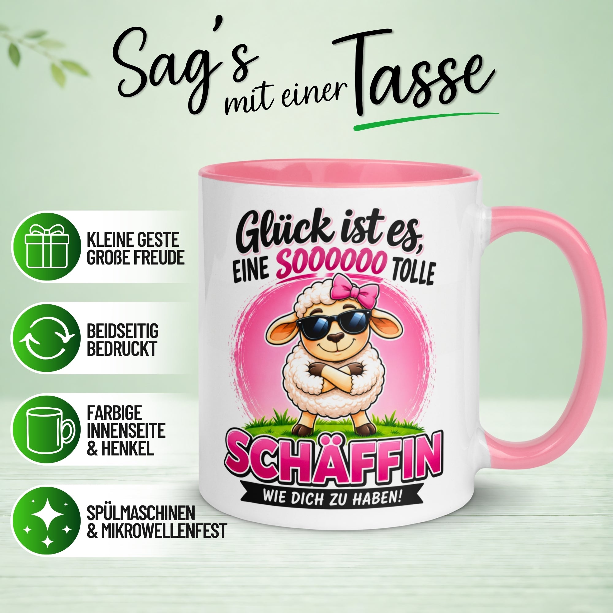 Tasse Chefin – „Glück ist es eine Schäffin wie dich zu haben“ – Geschenk Beste Chefin