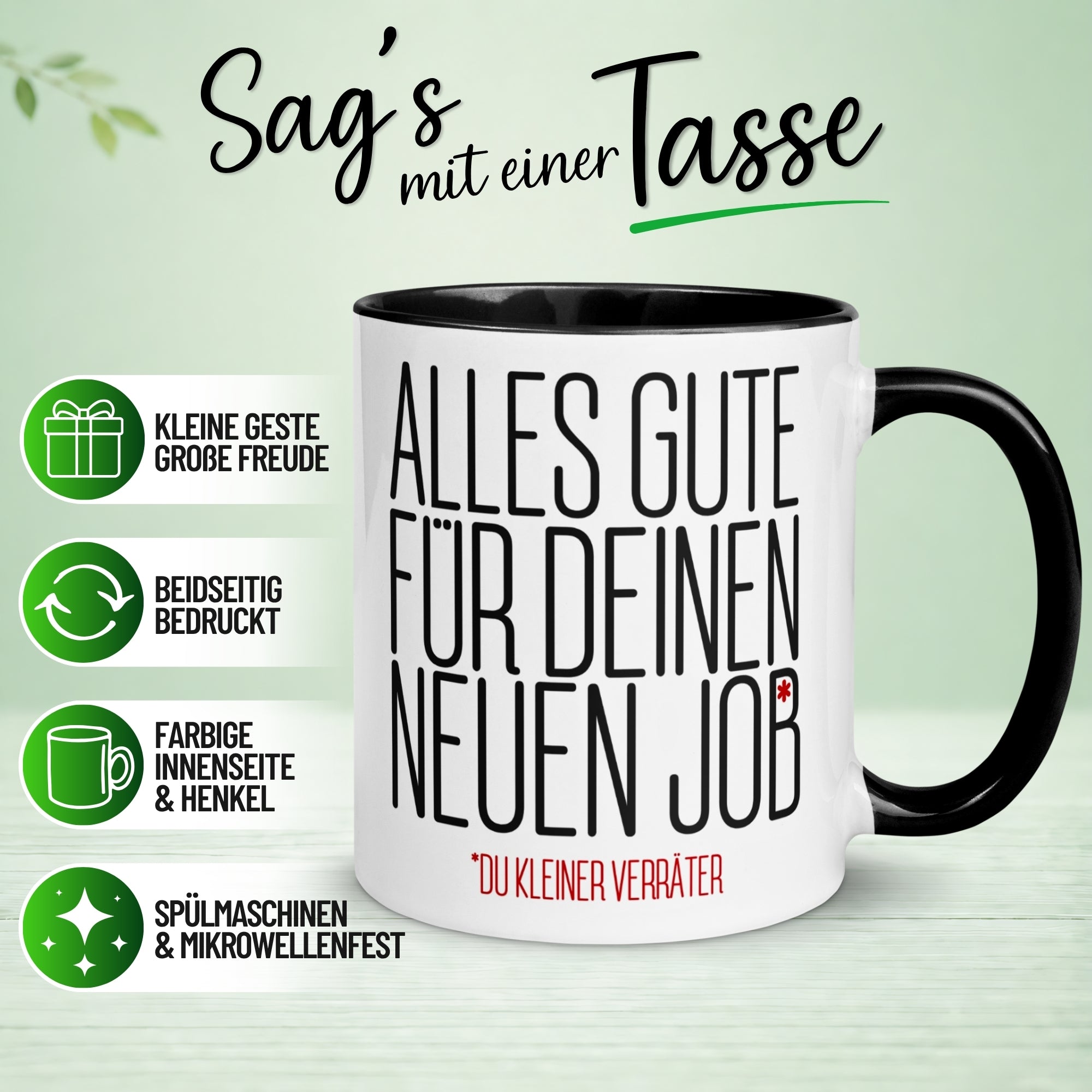 Tasse Abschied – „Alles gute für deinen neuen Job“ – Abschiedsgeschenk Kollegen/Kollegin