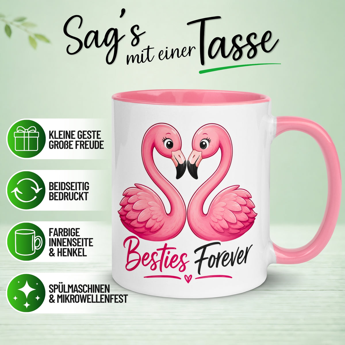 Tasse Freundschaft – „Flamingo - Besties forever“ – Geschenk Beste Freundinnen Freundin