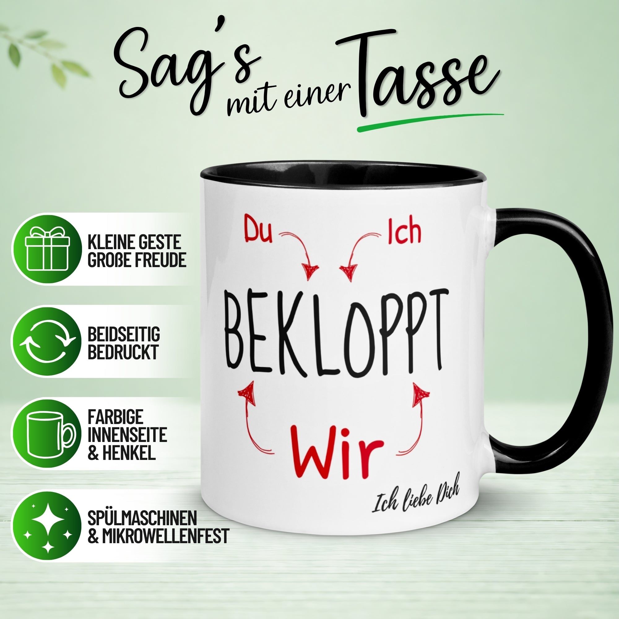 Tasse Liebe – „Du Ich Wir Bekloppt“ – Ich liebe Dich Geschenk Partner Jahrestag Valentinstag