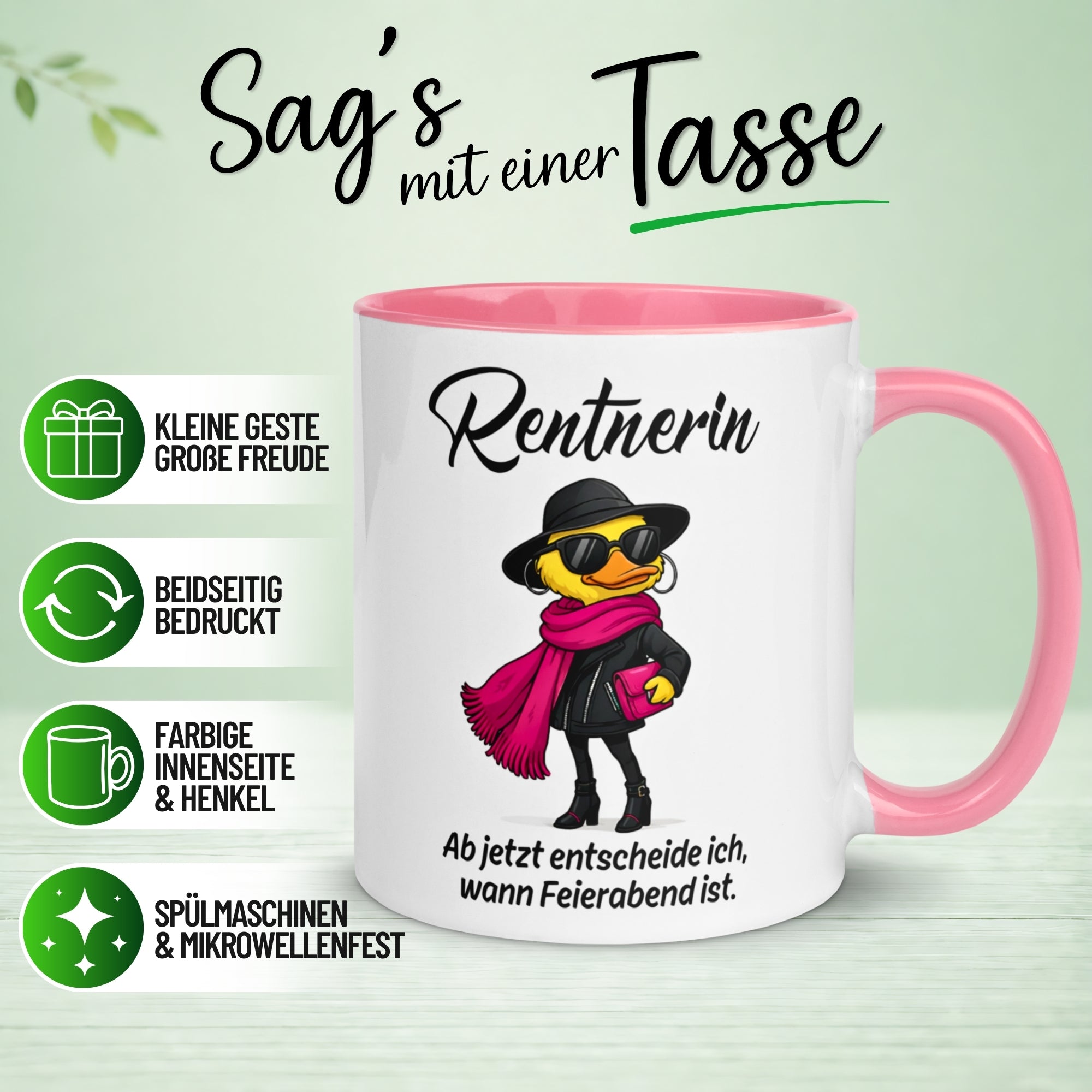 Tasse Rentnerin – „Ab jetzt entscheide ich wann Feierabend ist“ – Geschenk Rente Frau