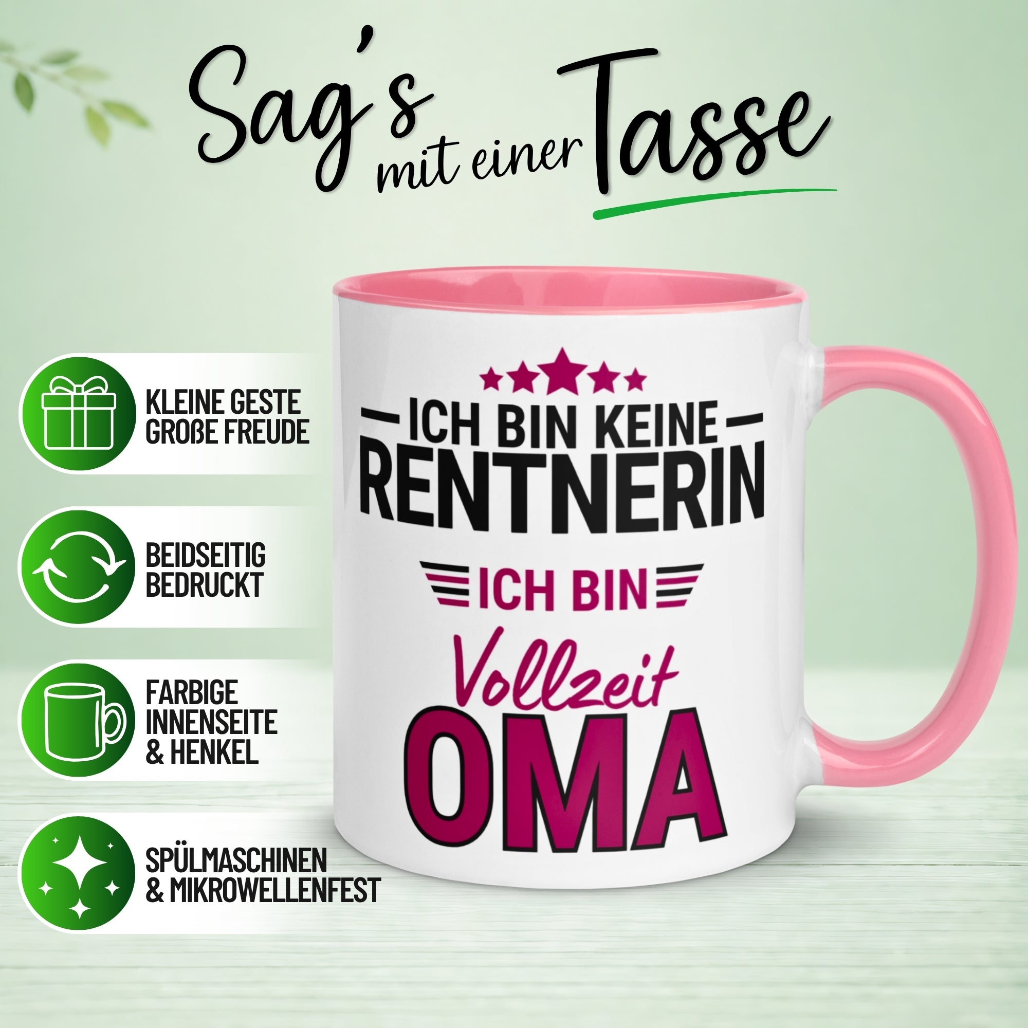 Tasse Rentnerin – „Ich bin keine Rentnerin ich bin Vollzeit Oma“ – Geschenk Rente Frau