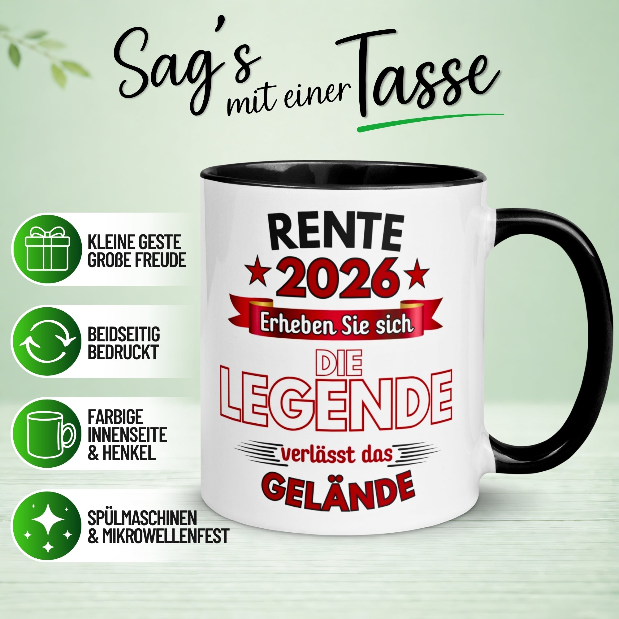 Tasse Rente – „Legende verlässt Gelände“ – Renteneintritt Geschenk Männer Frauen