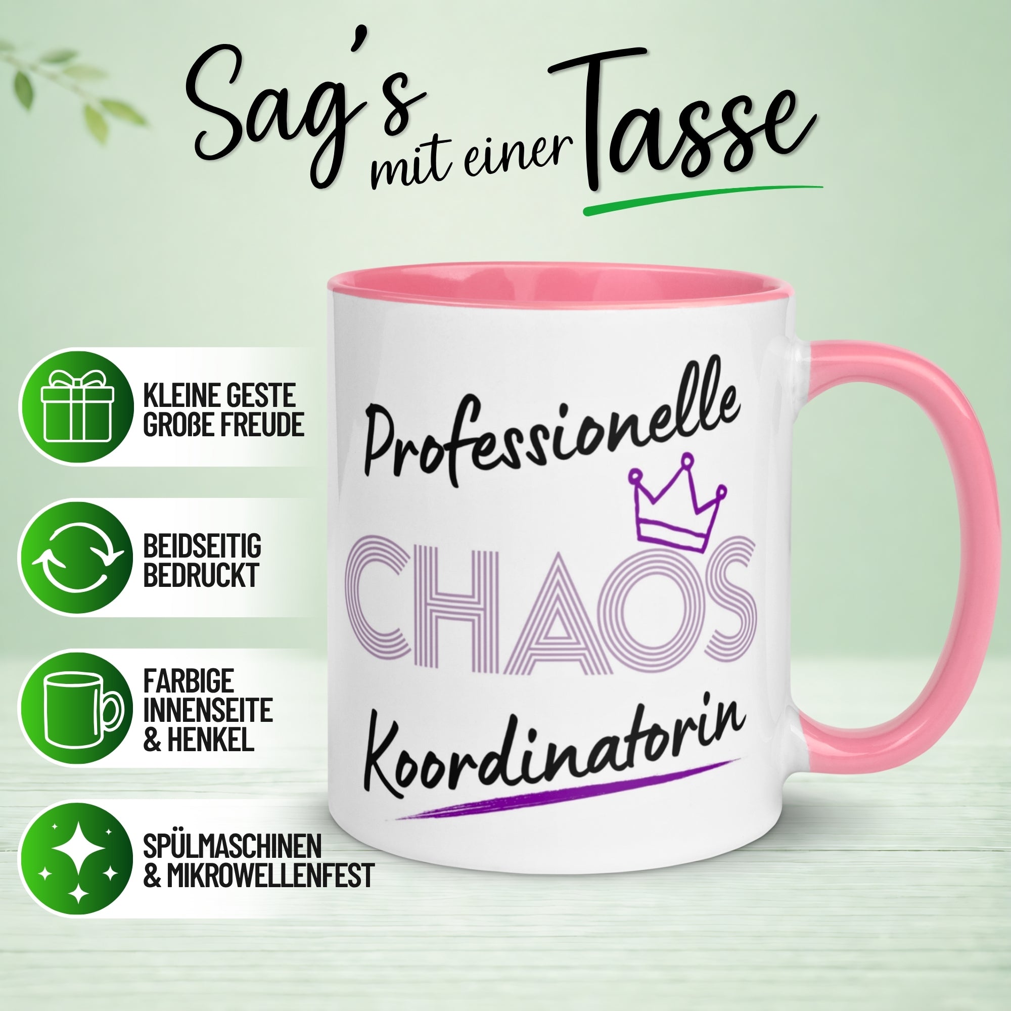 Tasse Chefin – „Professionelle Chaos Koordinatorin“ – Geschenk Becher Chefin
